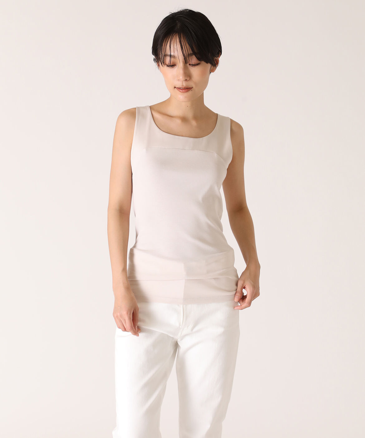 DAY by DAY it&rsquo;s international「サテン切り替えタンクトップ《スビン綿MIXフライス》」|タンクトップ|グレーベージ 3