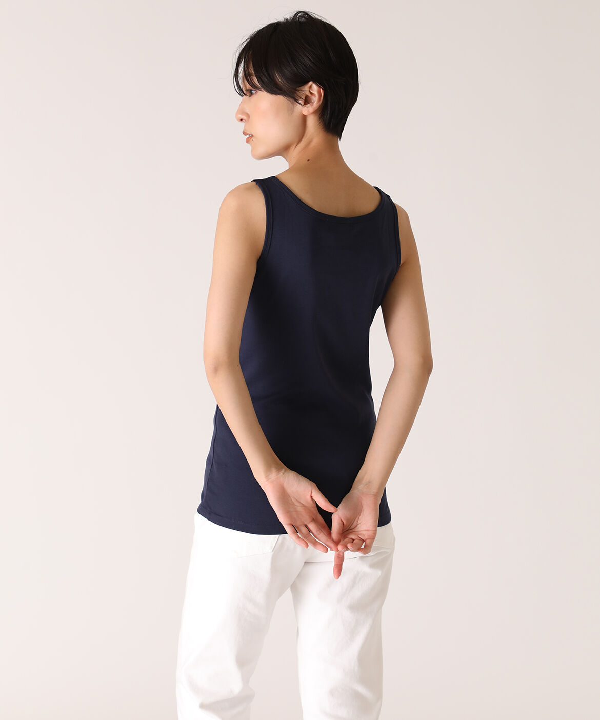 DAY by DAY it&rsquo;s international「サテン切り替えタンクトップ《スビン綿MIXフライス》」|タンクトップ|ネイビー