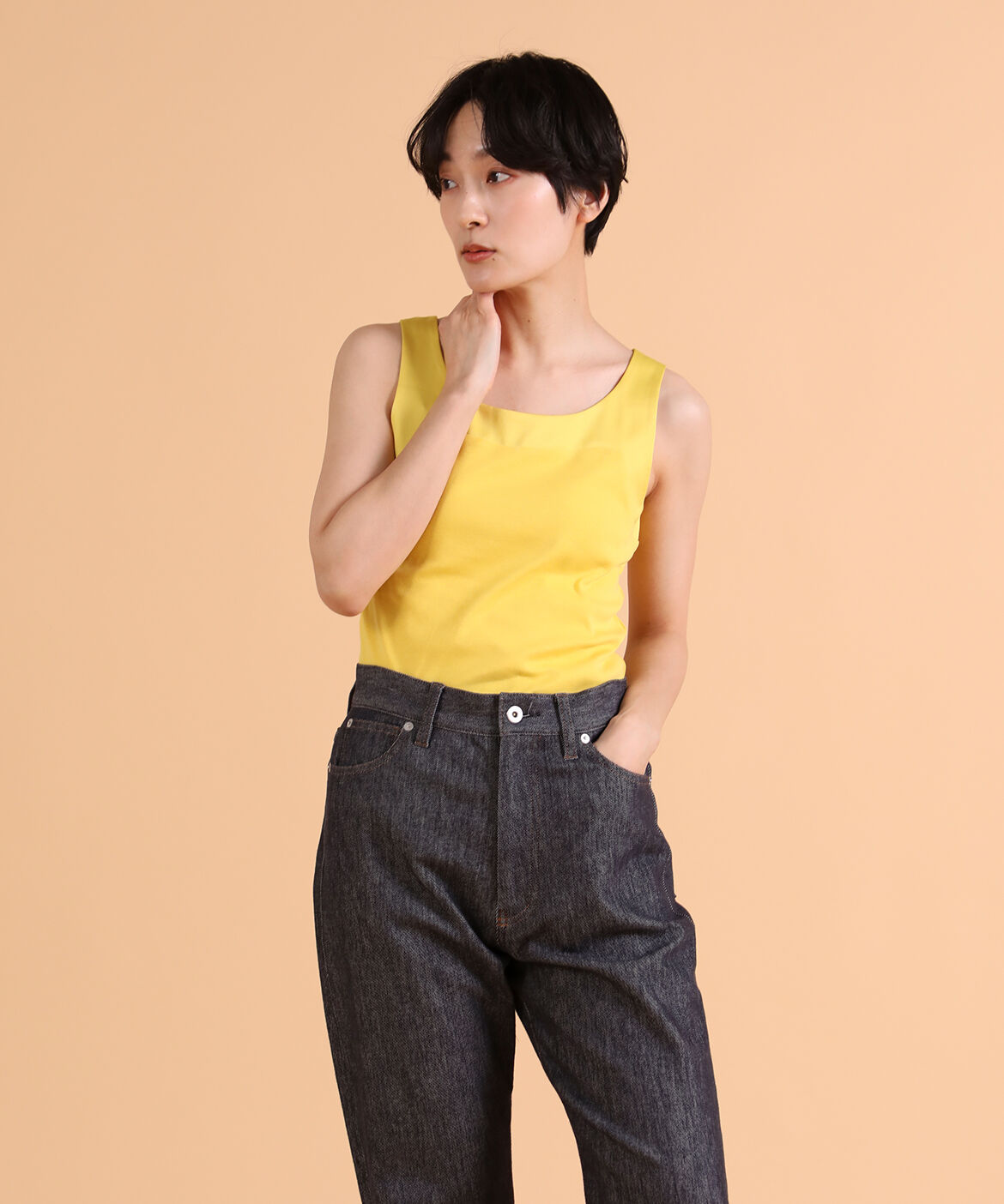 DAY by DAY it&rsquo;s international「サテン切り替えタンクトップ《スビン綿MIXフライス》」|タンクトップ|イエロー