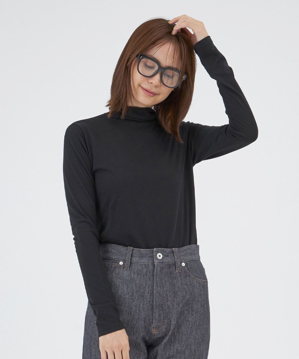 I.T.'S international「ハイネックシアーカットソー」|Tシャツ・カットソー|ブラック