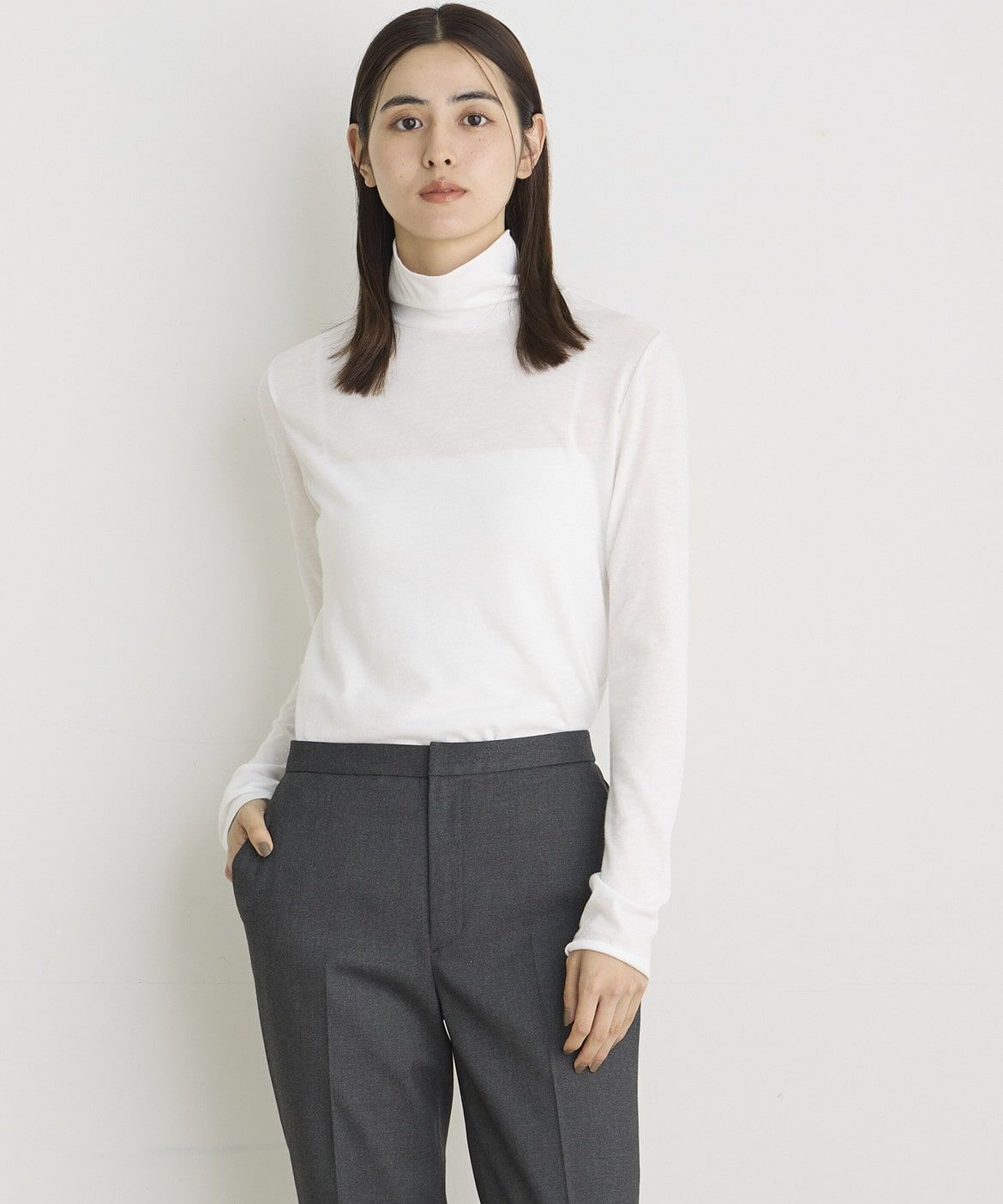 I.T.'S international「ハイネックシアーカットソー」|Tシャツ・カットソー|ホワイト