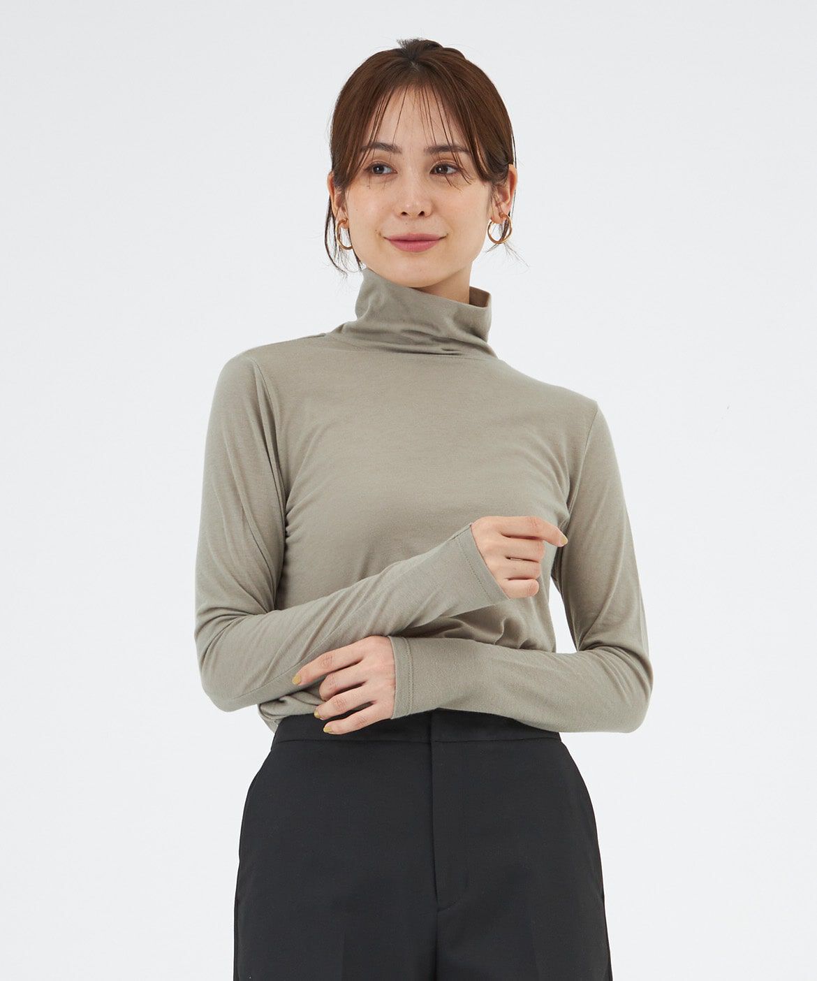 I.T.'S international「ハイネックシアーカットソー」|Tシャツ・カットソー|カーキ3