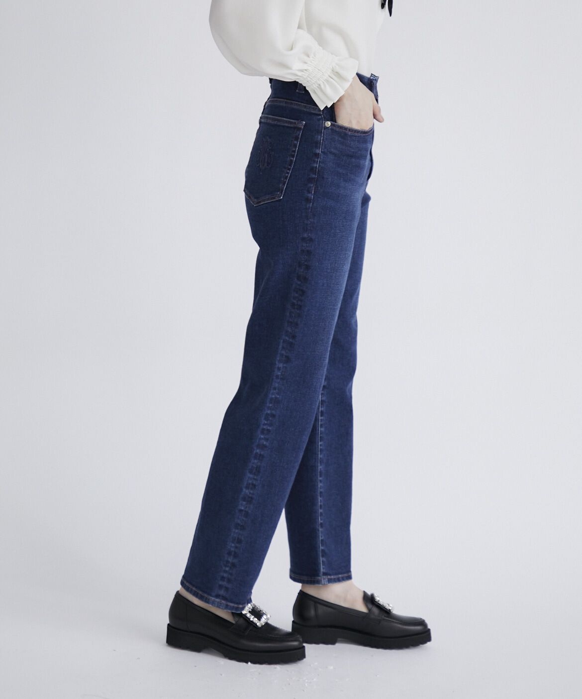 Maglie le cassetto「《大きいサイズ》ハイウエストセミワイドジーンズ《Maglie Jeans》」|デニム|インディゴ9