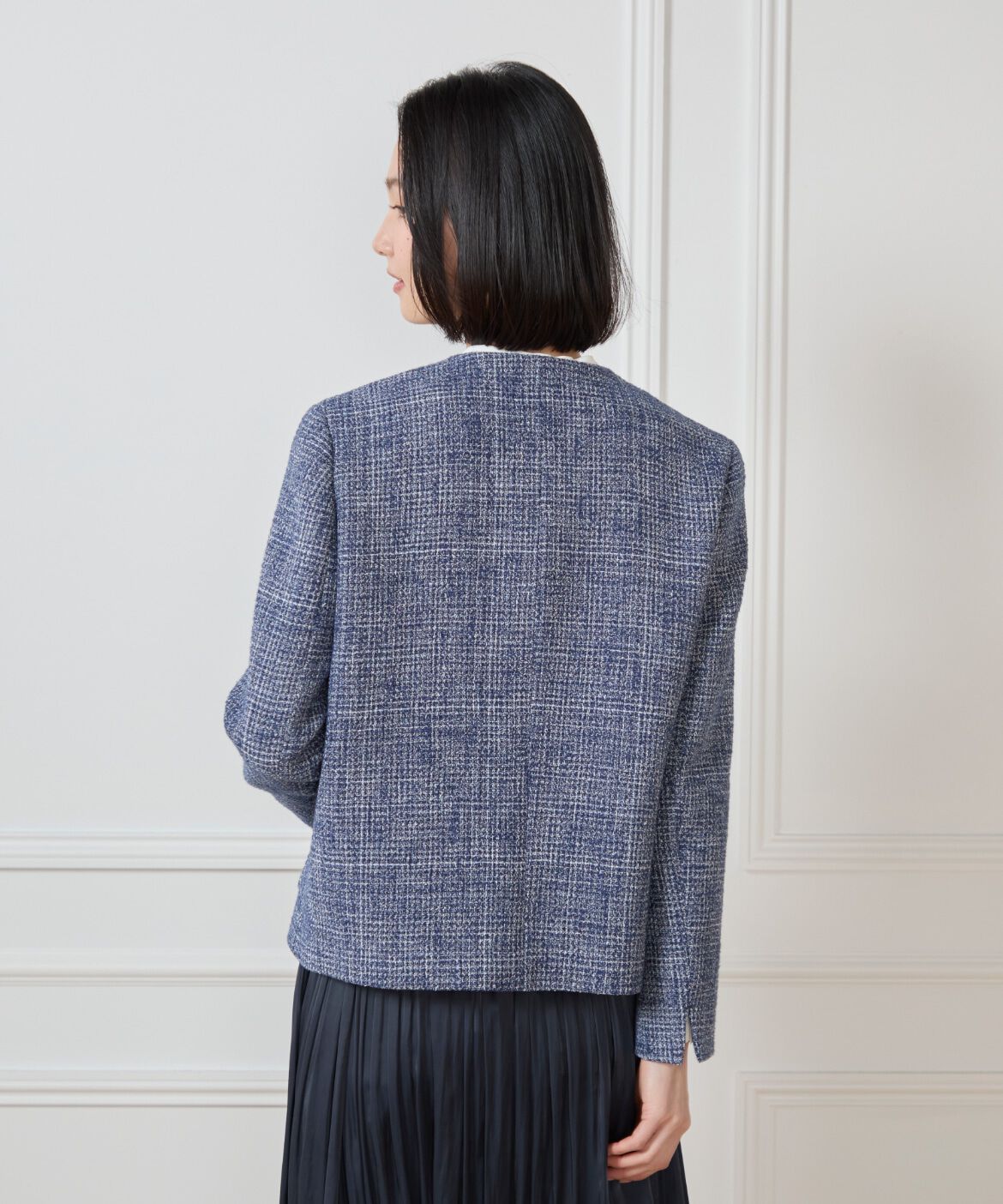 7-IDconcept.「《大きいサイズ》ツイードノーカラージャケット」|ノーカラージャケット|