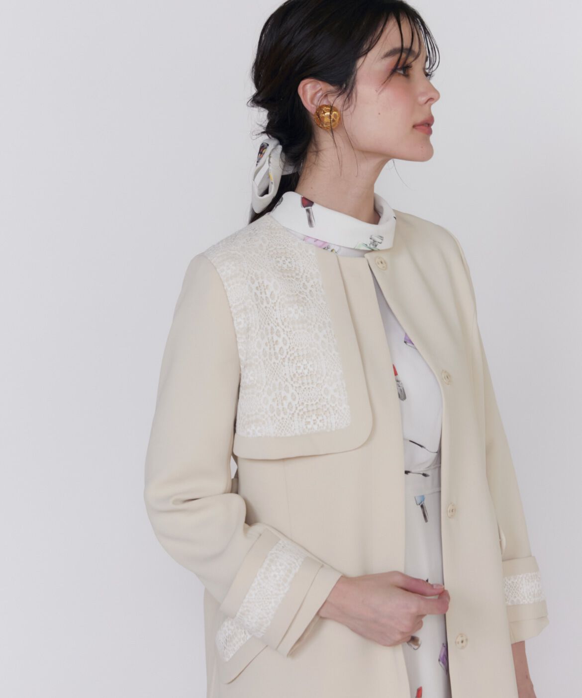 Maglie le cassetto「《大きいサイズ》レースドッキングトレンチコート」|トレンチコート|