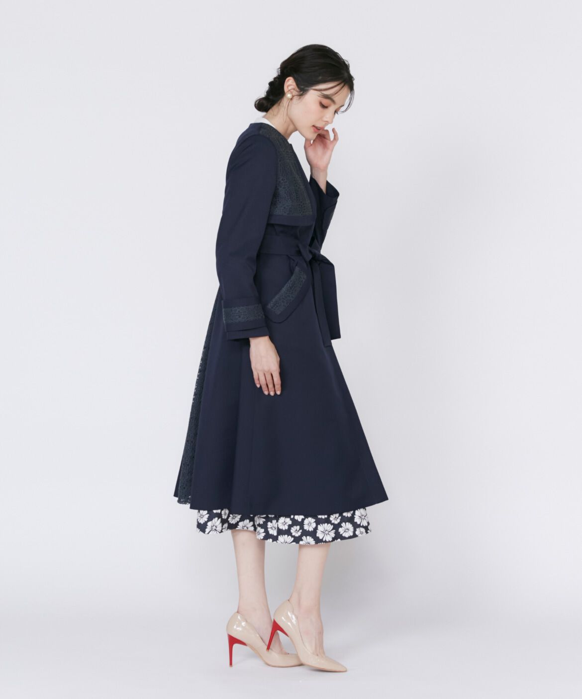 Maglie le cassetto「《大きいサイズ》レースドッキングトレンチコート」|トレンチコート|