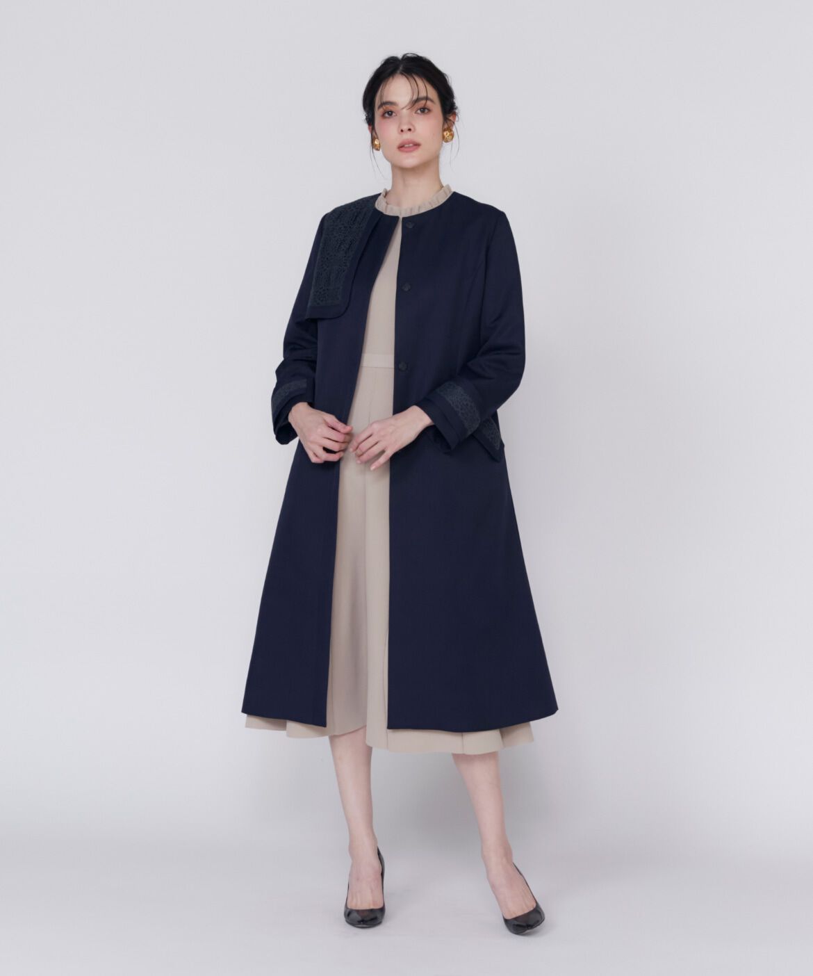 Maglie le cassetto「《大きいサイズ》レースドッキングトレンチコート」|トレンチコート|
