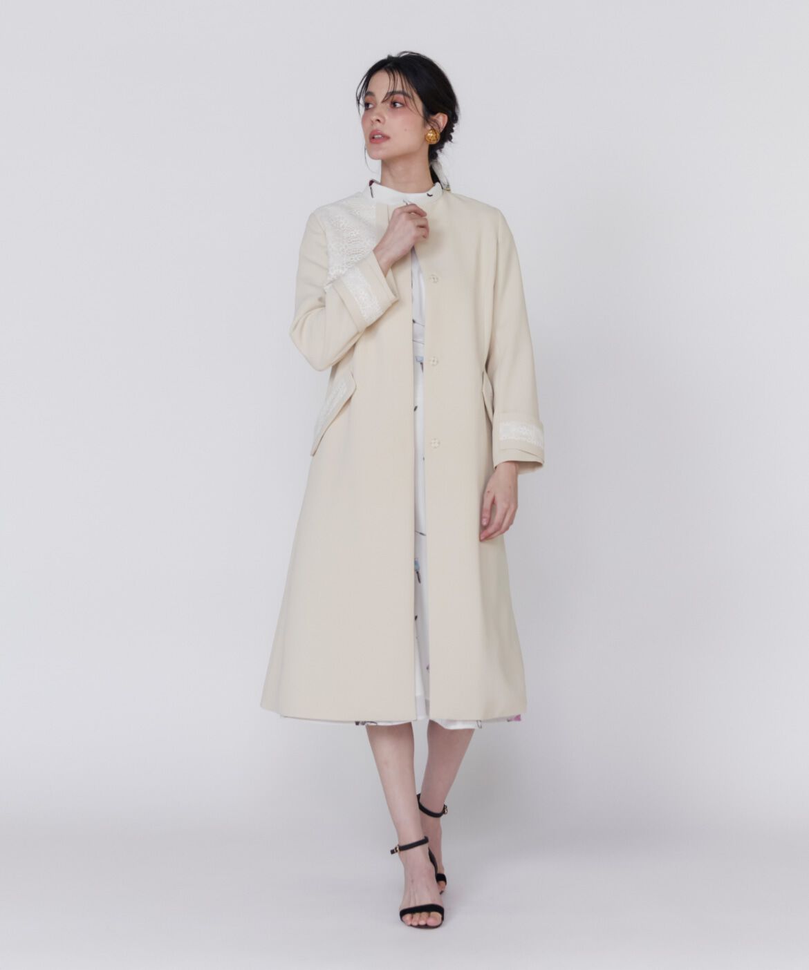 Maglie le cassetto「《大きいサイズ》レースドッキングトレンチコート」|トレンチコート|