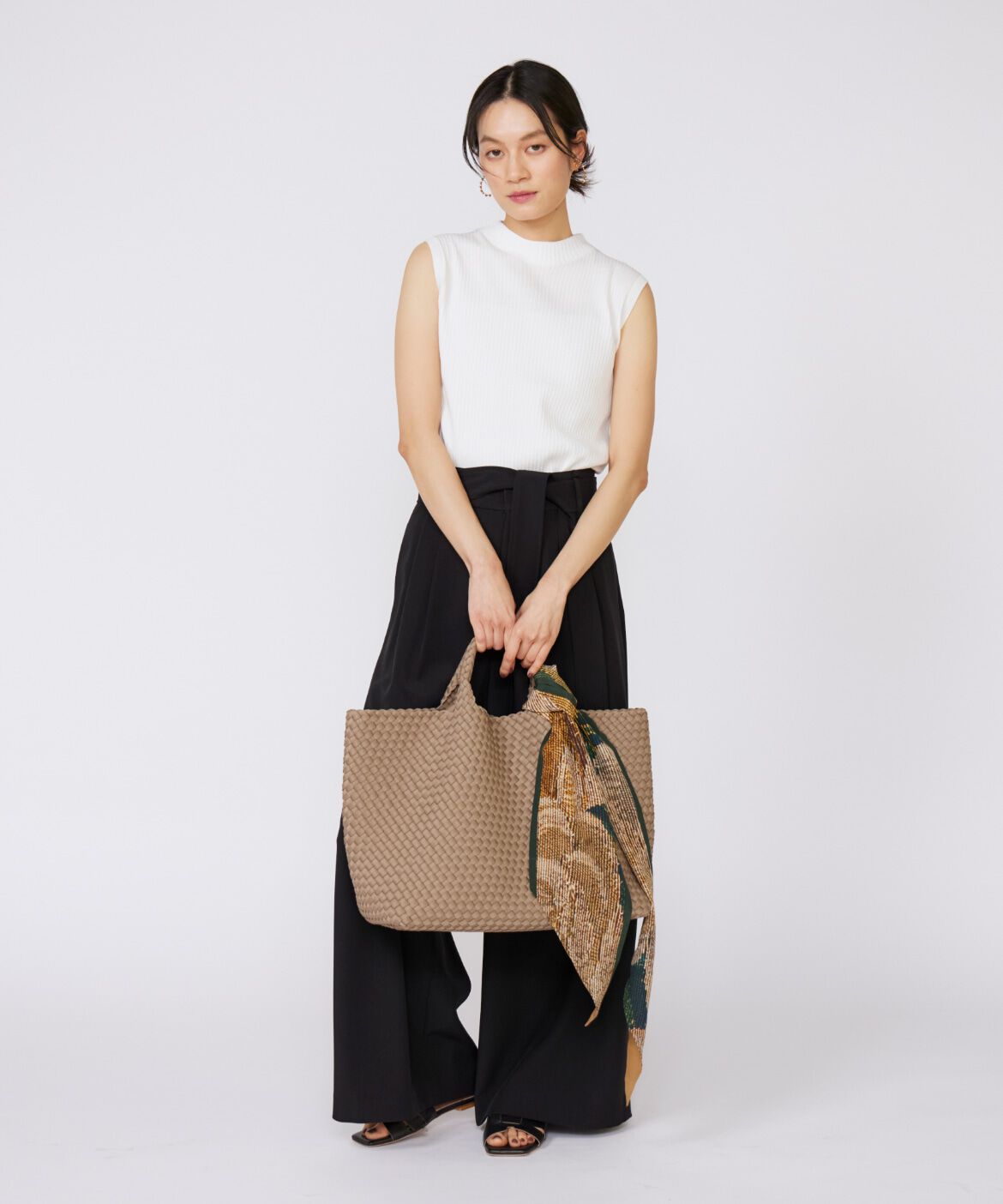 INED「《大きいサイズ》ノースリーブワイドリブニット」|ニット・セーター|