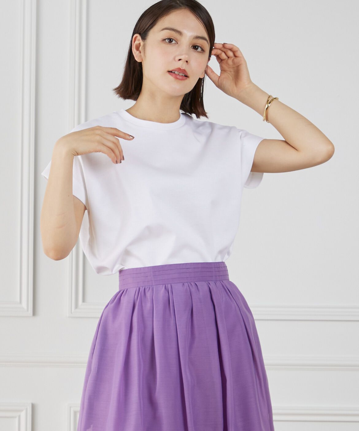 INED「《WEB限定》フレンチスリーブカットソー」|Tシャツ・カットソー|オフホワイト1