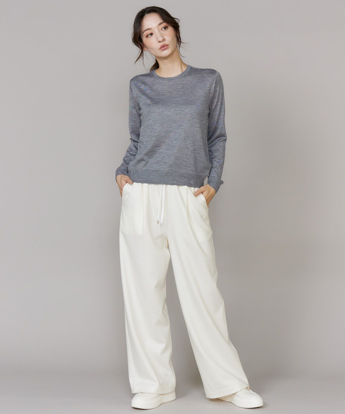 INED「《CONTESSA》シルクカシミヤクルーネックニット」|ニット・セーター|