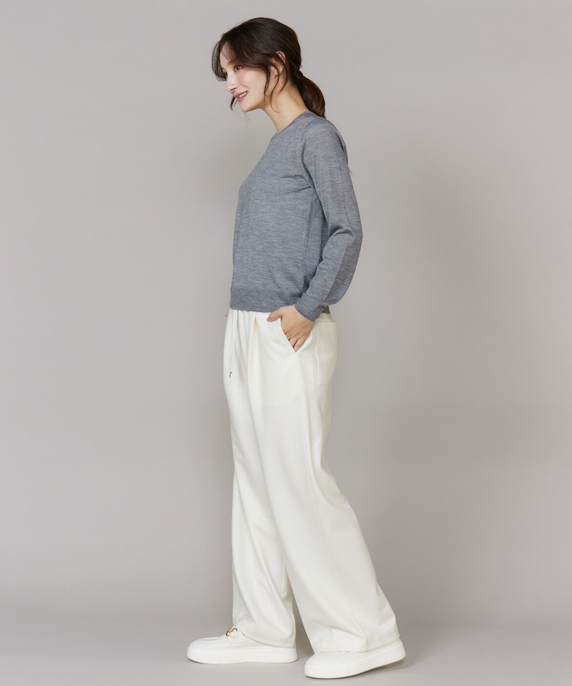 INED「《CONTESSA》シルクカシミヤクルーネックニット」|ニット・セーター|