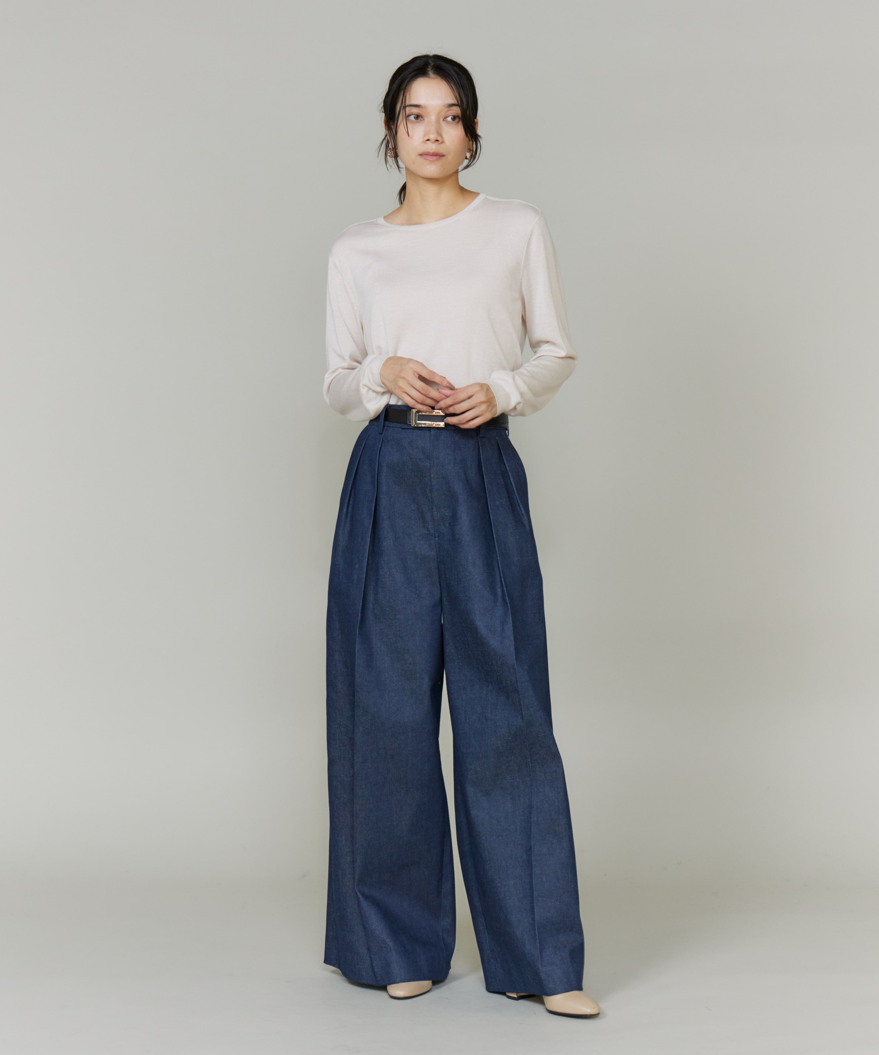 INED「《CONTESSA》シルクカシミヤクルーネックニット」|ニット・セーター|