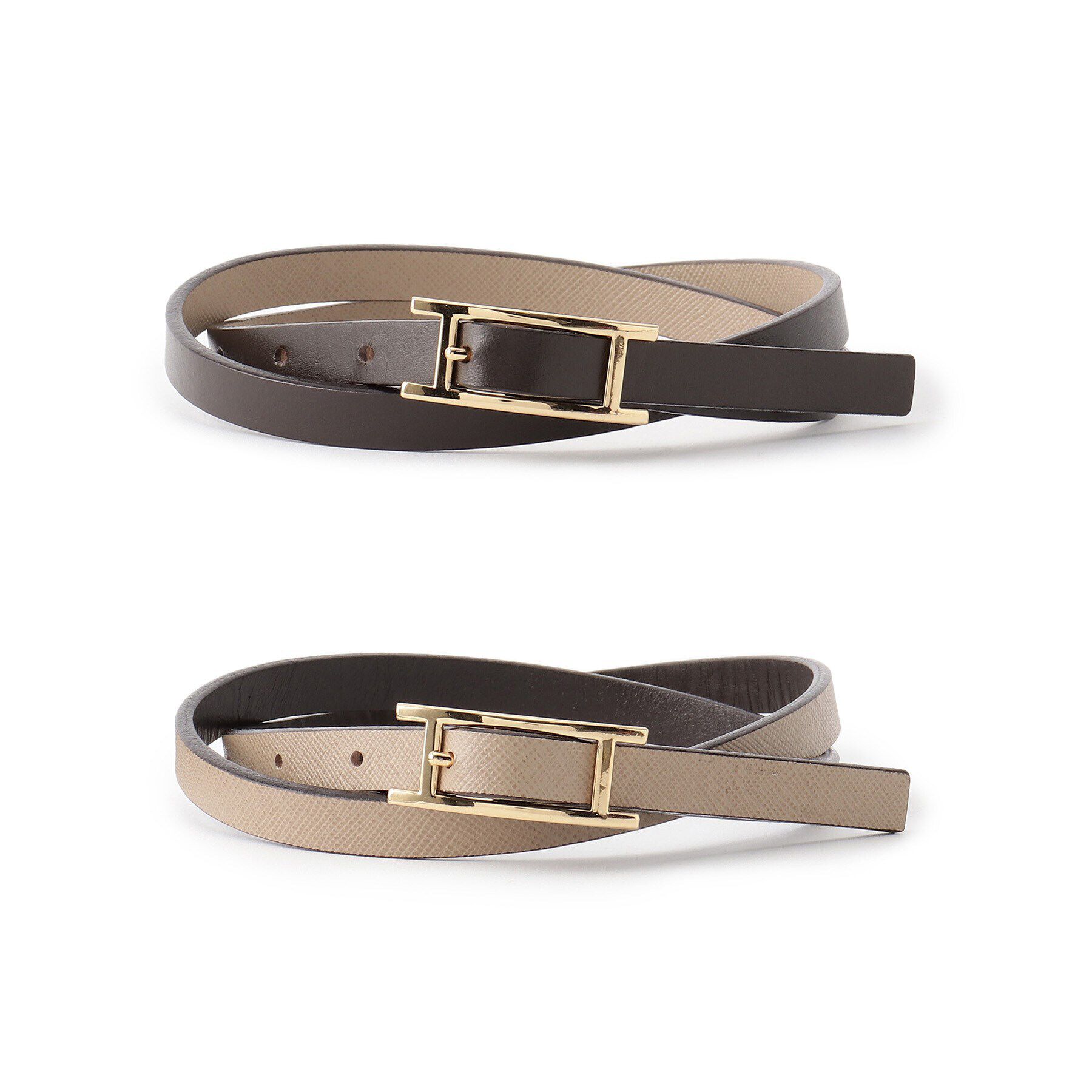 UNTITLED「【リバーシブル】Hバックルベルト」|ベルト|ディープブラウン(5