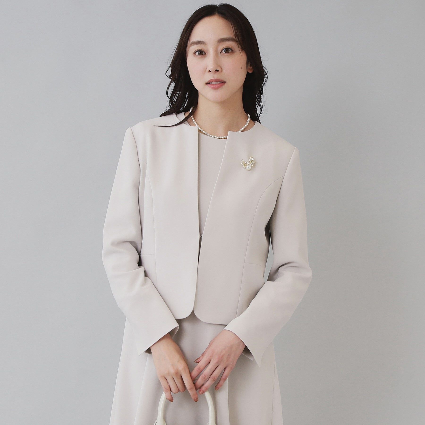 UNTITLED「【セレモニー／セットアップ可能／洗える】TWC ノーカラージャケット」|ノーカラージャケット|