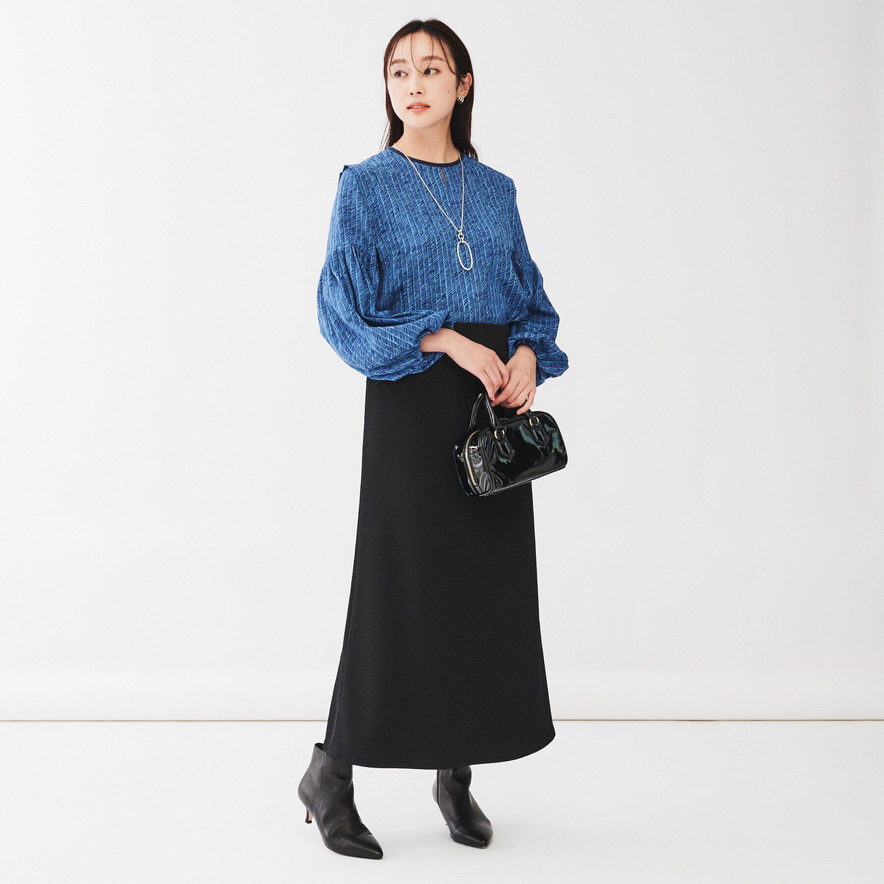 UNTITLED「【ボリューム袖/袖ゴム】ヴィンテージアートへリンボン」|シャツ・ブラウス|