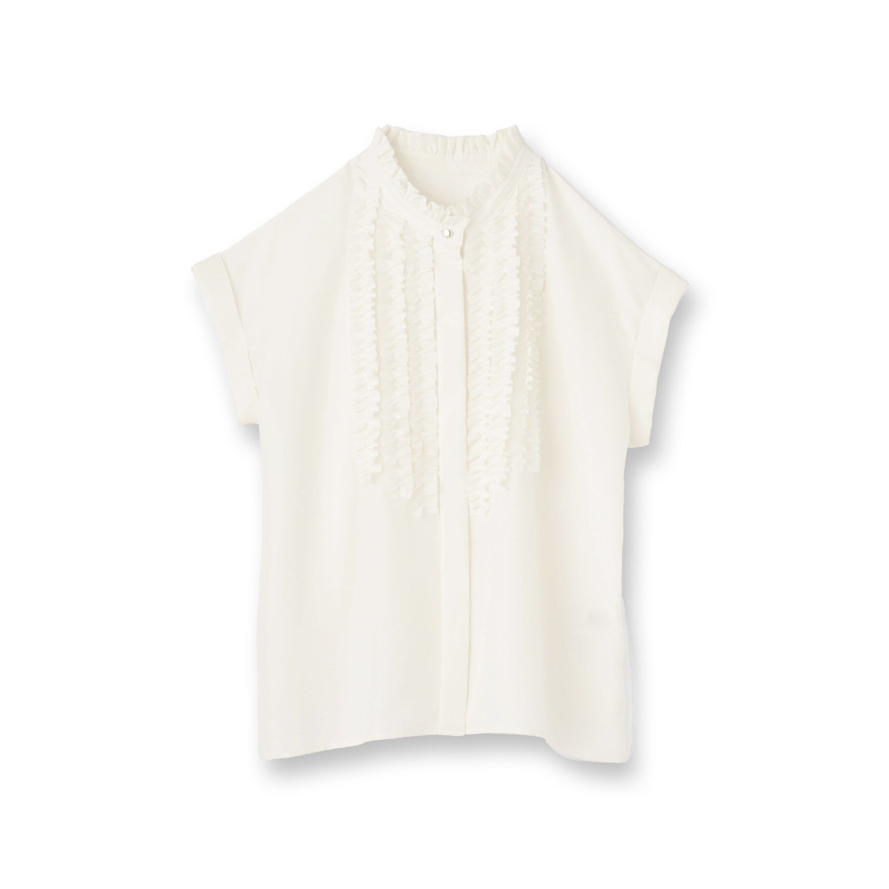 UNTITLED「スタンドネックフリルブラウス【吸水速乾/UVケア】」|シャツ・ブラウス|