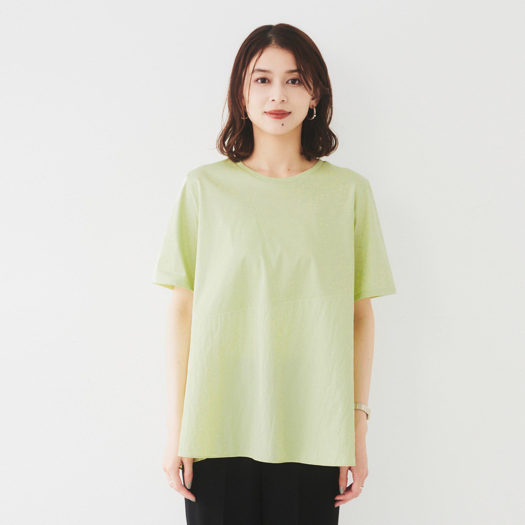 UNTITLED「【UVカット/接触冷感/Tシャツ】異素材ドッキングペプラム」|Tシャツ・カットソー|