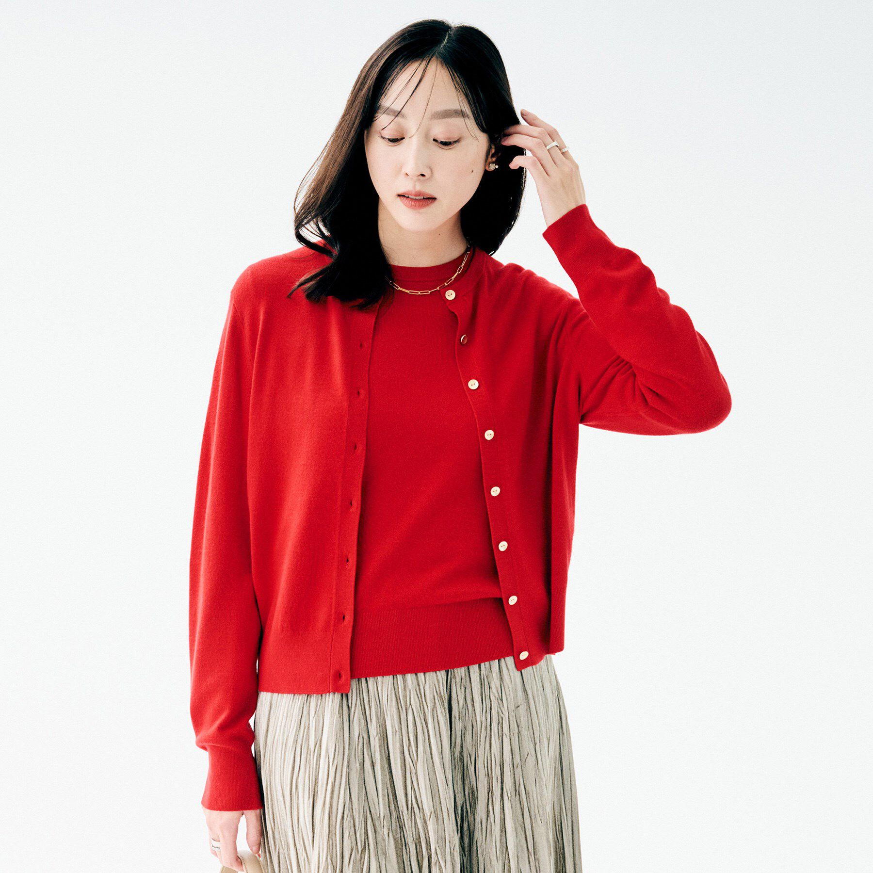UNTITLED「ウォームスパン カーディガン」|カーディガン|レッド(062)