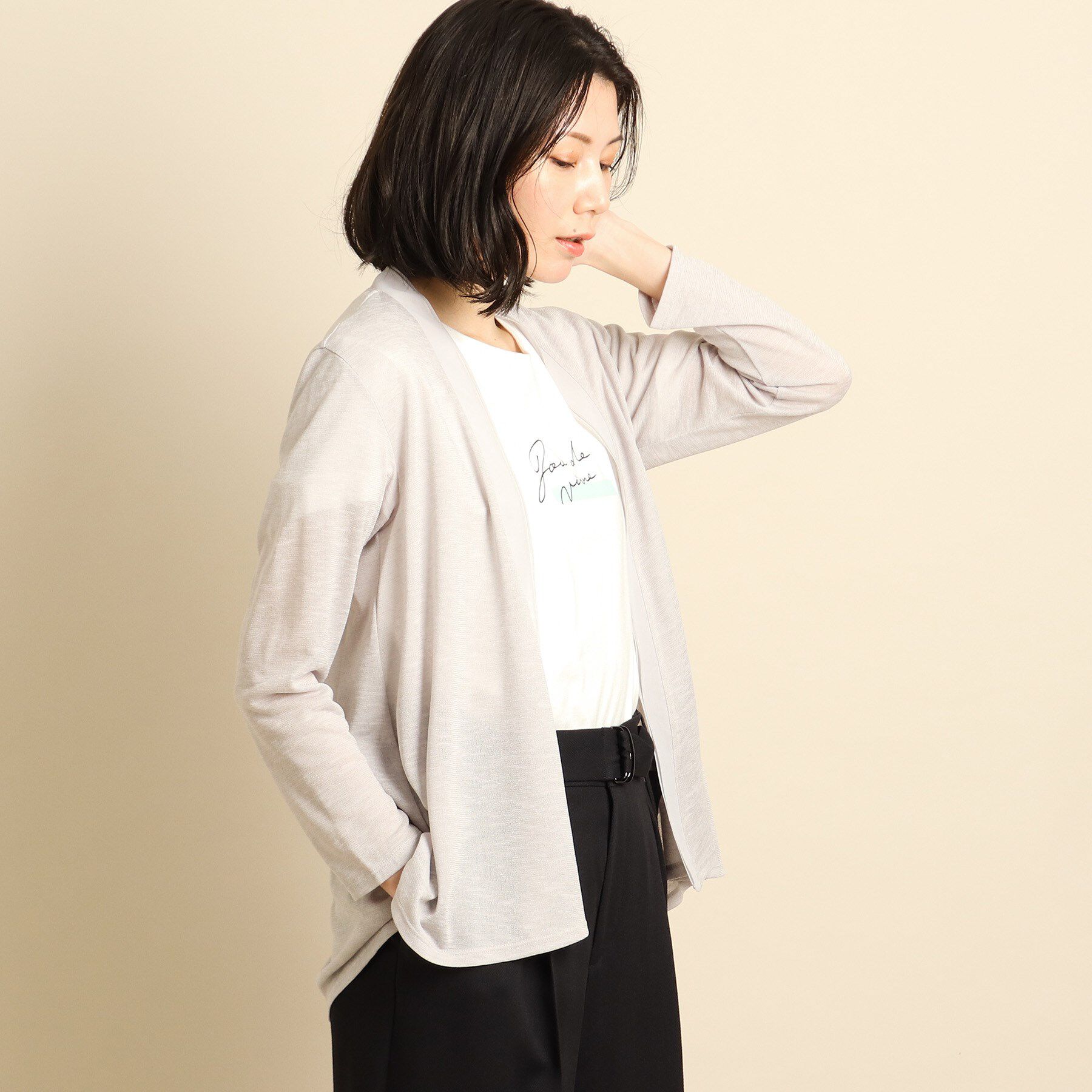 COUP DE CHANCE「【日本製/洗える】着流しジャージカーディガン」|カーディガン|