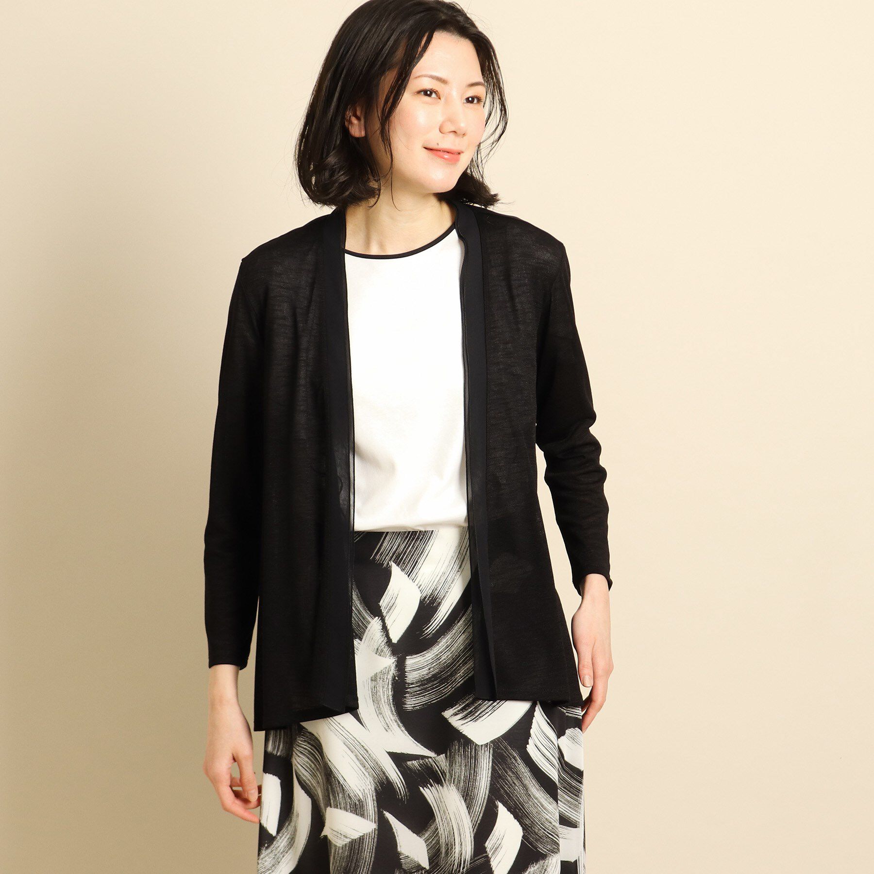 COUP DE CHANCE「【日本製/洗える】着流しジャージカーディガン」|カーディガン|ブラック(019)