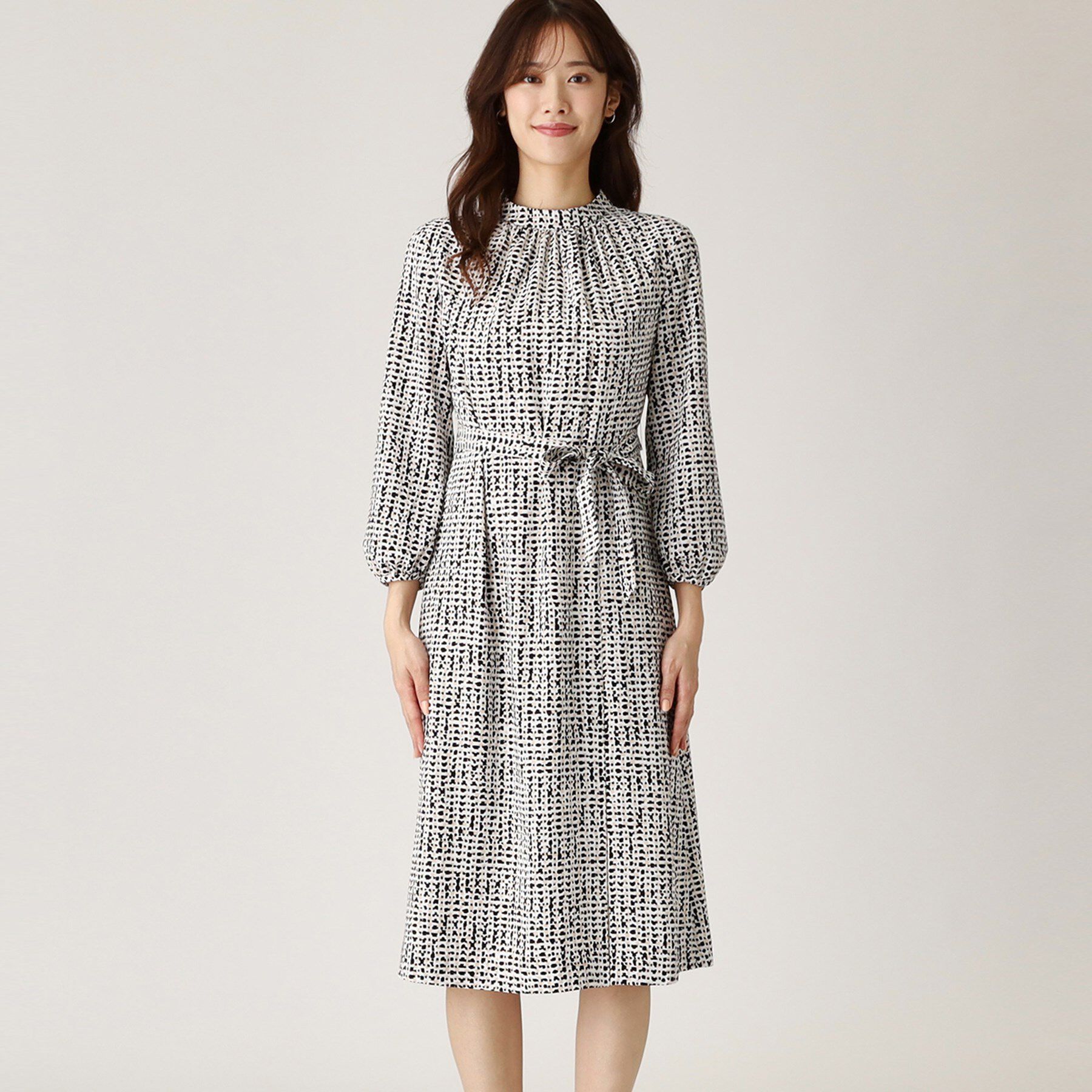 COUP DE CHANCE「【洗える／日本製】ジオメトリック柄フレアワンピース」|ワンピース|