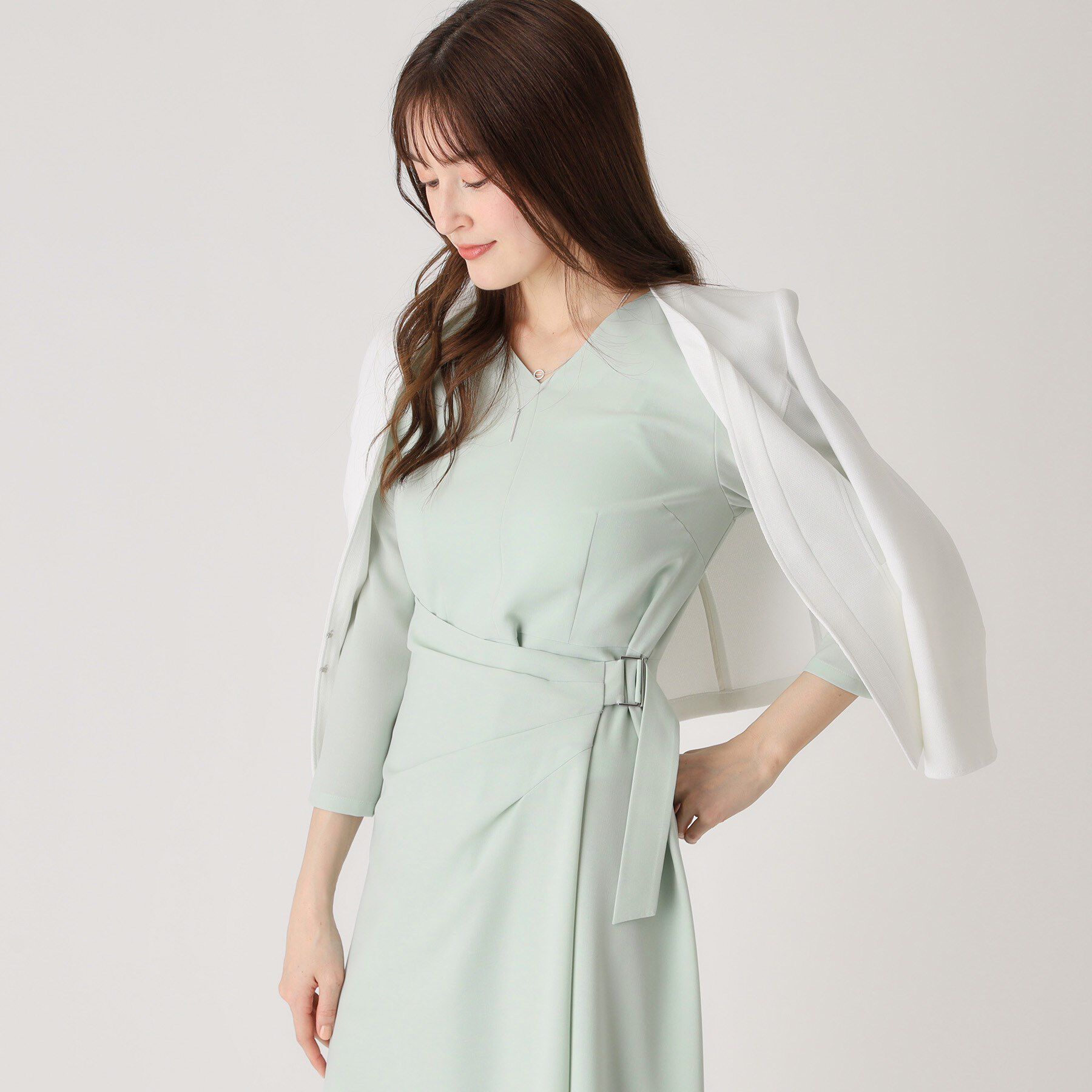 COUP DE CHANCE「【日本製】ラップ風デザインワンピース」|ワンピース|ライトグリーン(02