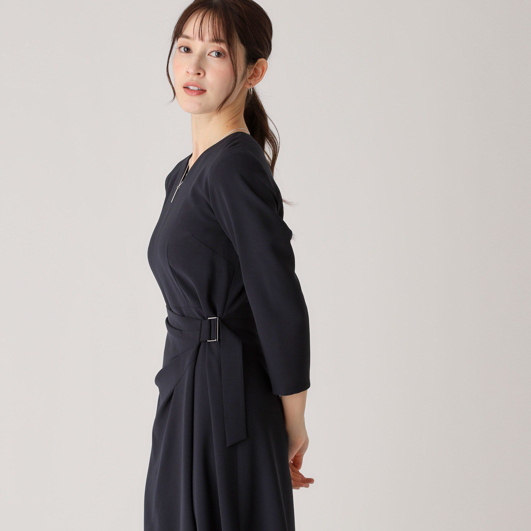 COUP DE CHANCE「【日本製】ラップ風デザインワンピース」|ワンピース|ネイビー(094)