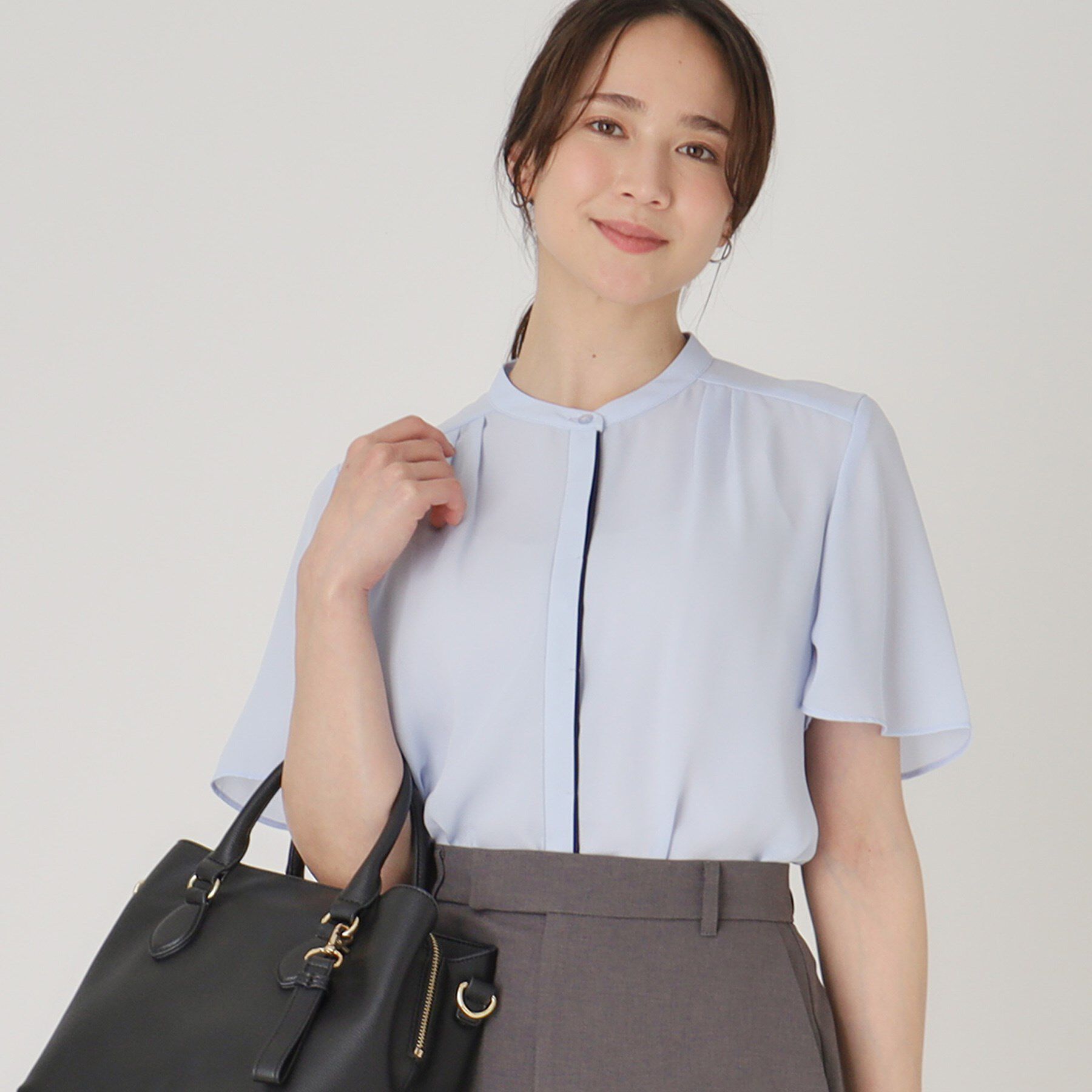 COUP DE CHANCE「【洗える】配色デザインのブラウス」|シャツ・ブラウス|ブルー(092)