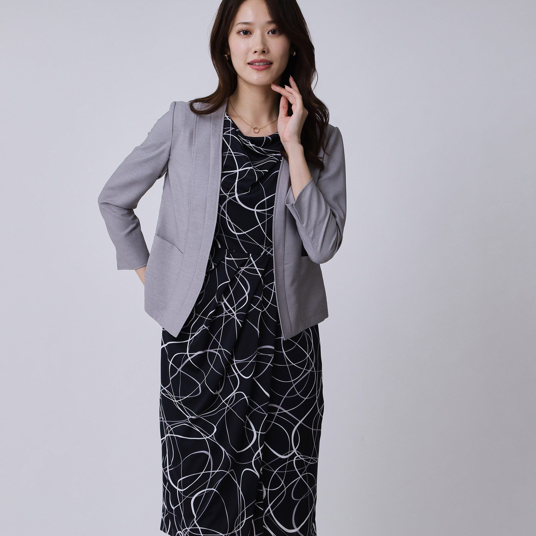 COUP DE CHANCE「【手洗い可／日本製】ジャージ素材タイトワンピース」|ワンピース|ネイビー(194)