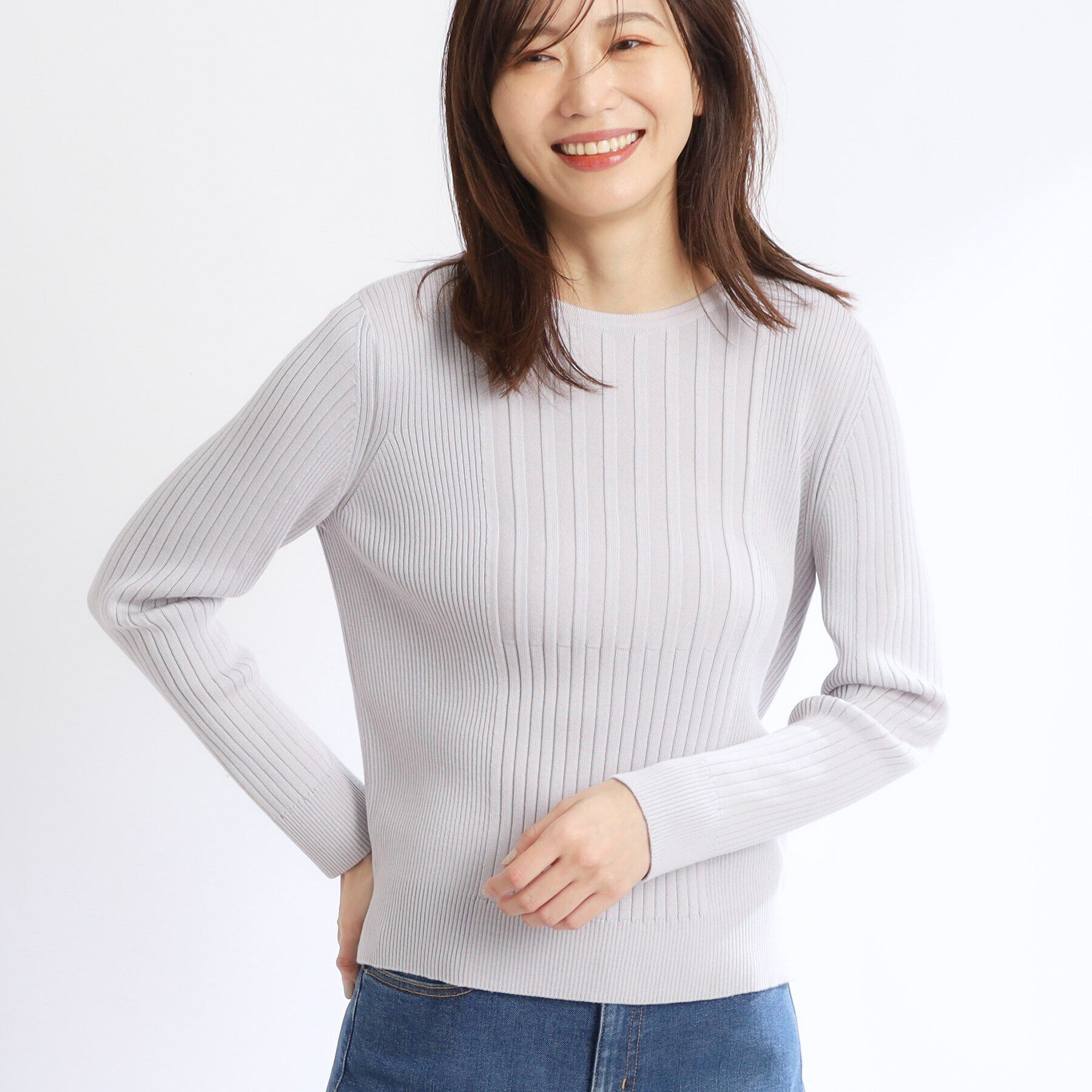 Reflect「【洗える】ラウンドネックリブニット」|ニット・セーター|