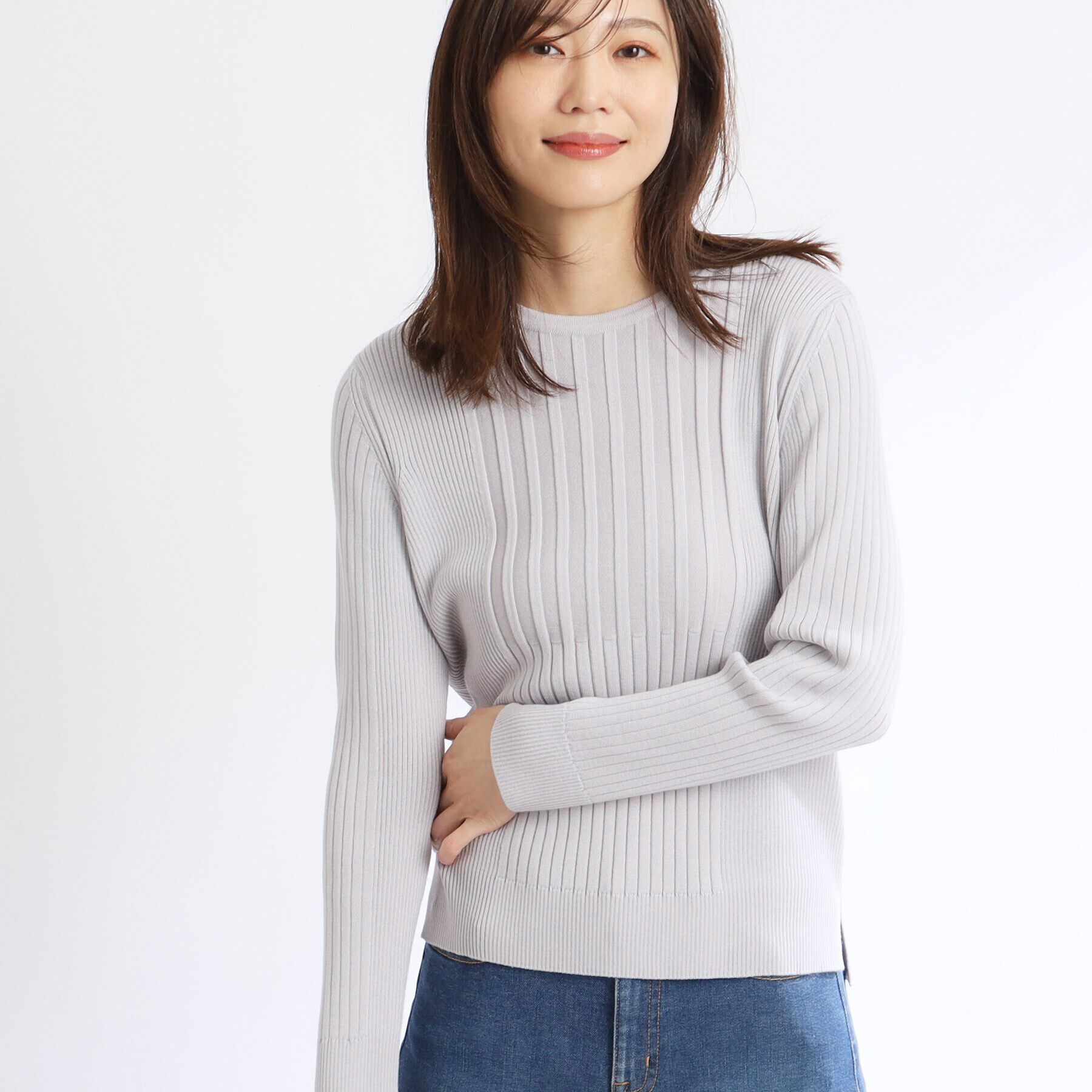 Reflect「【洗える】ラウンドネックリブニット」|ニット・セーター|