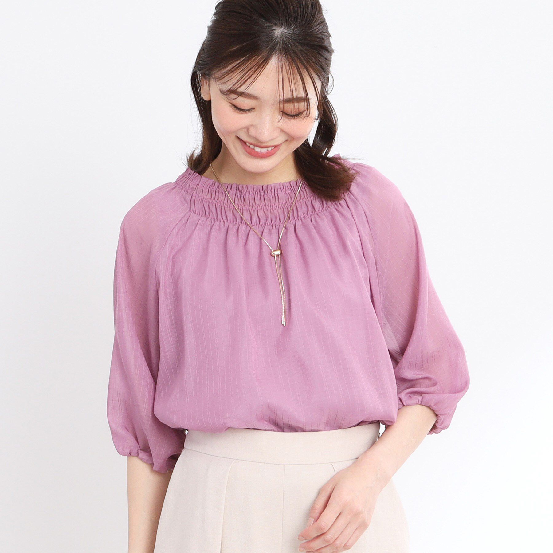 Reflect「【洗える】シャーリングデザインブラウス」|シャツ・ブラウス|