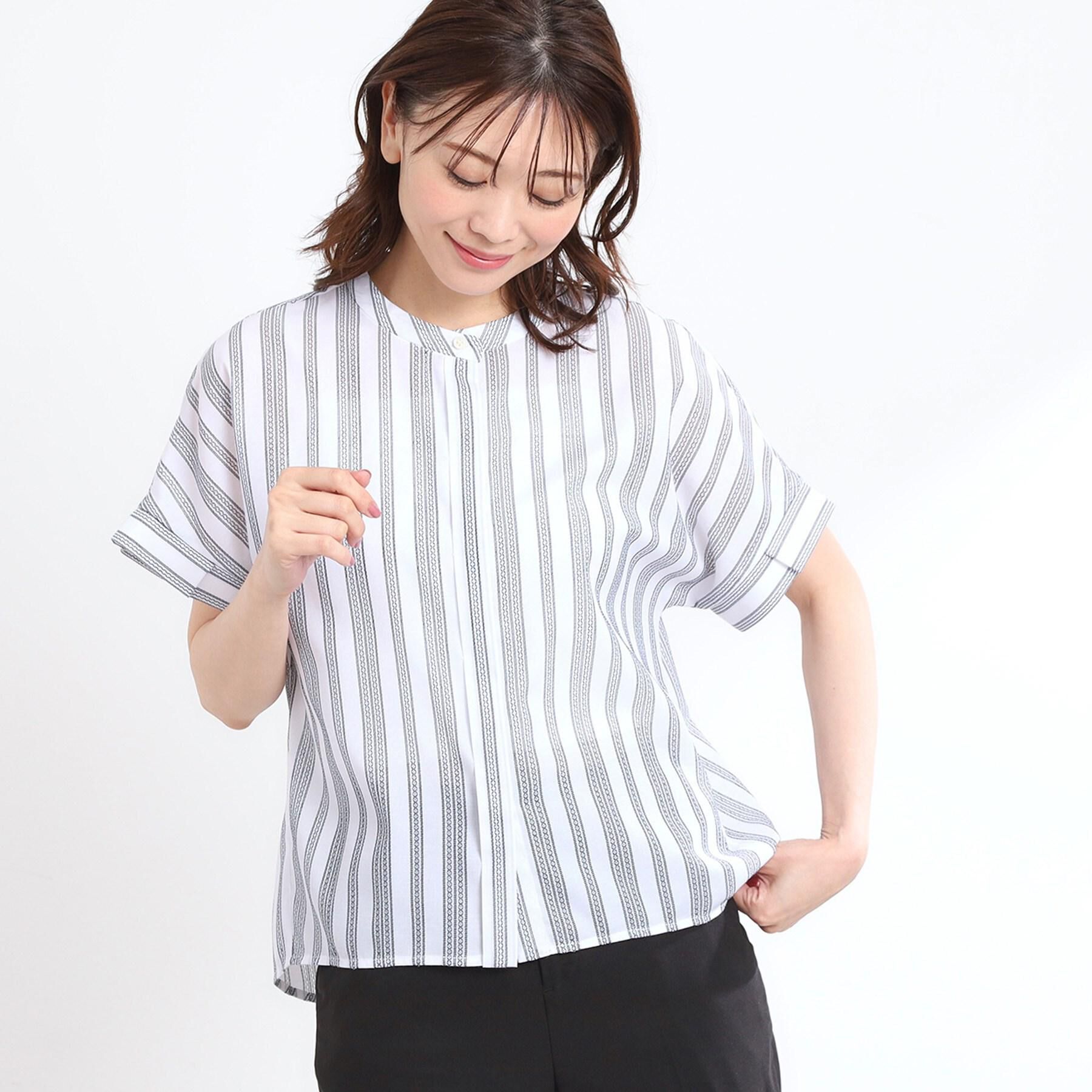 Reflect「【洗える】ドビーストライプブラウス」|シャツ・ブラウス|