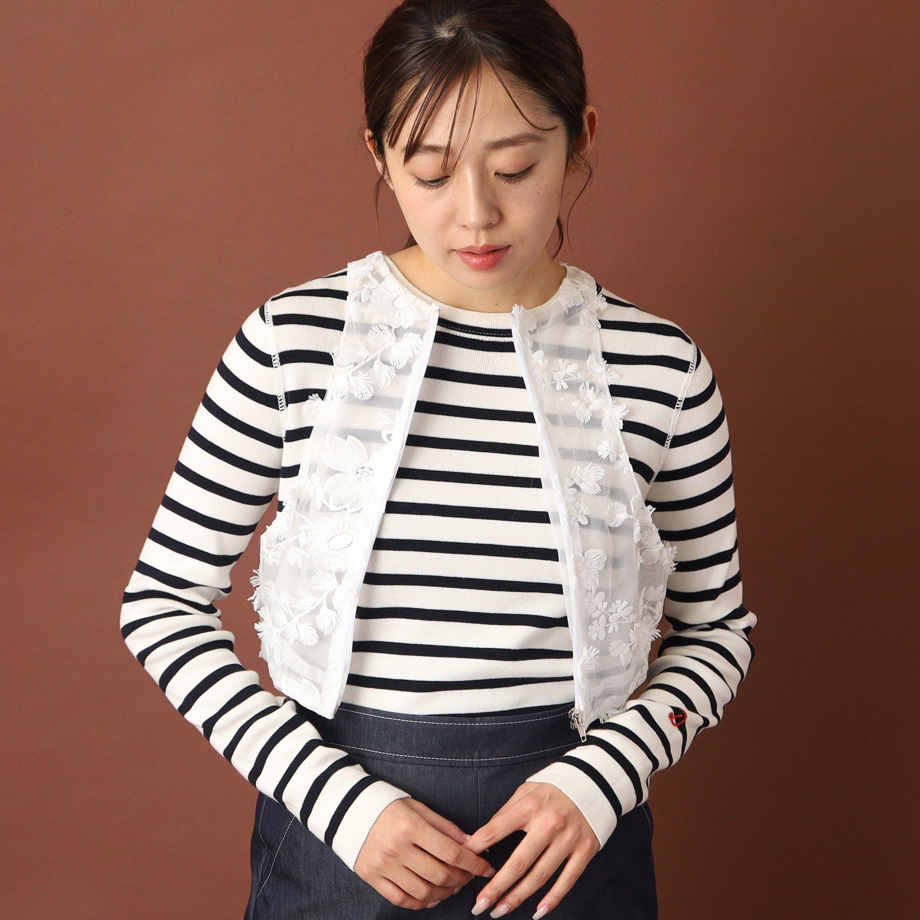 DRESSTERIOR「provoke（プロヴォーク）tulle lace N／S blouse」|シャツ・ブラウス|