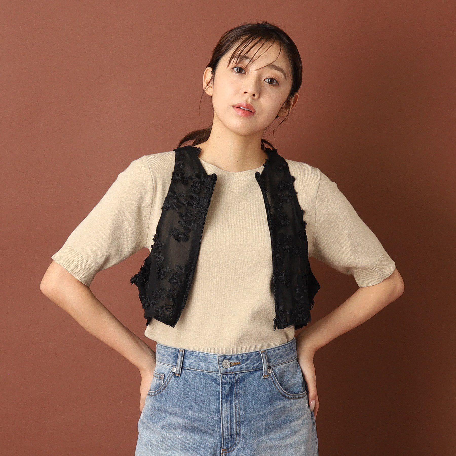 DRESSTERIOR「provoke（プロヴォーク）tulle lace N／S blouse」|シャツ・ブラウス|