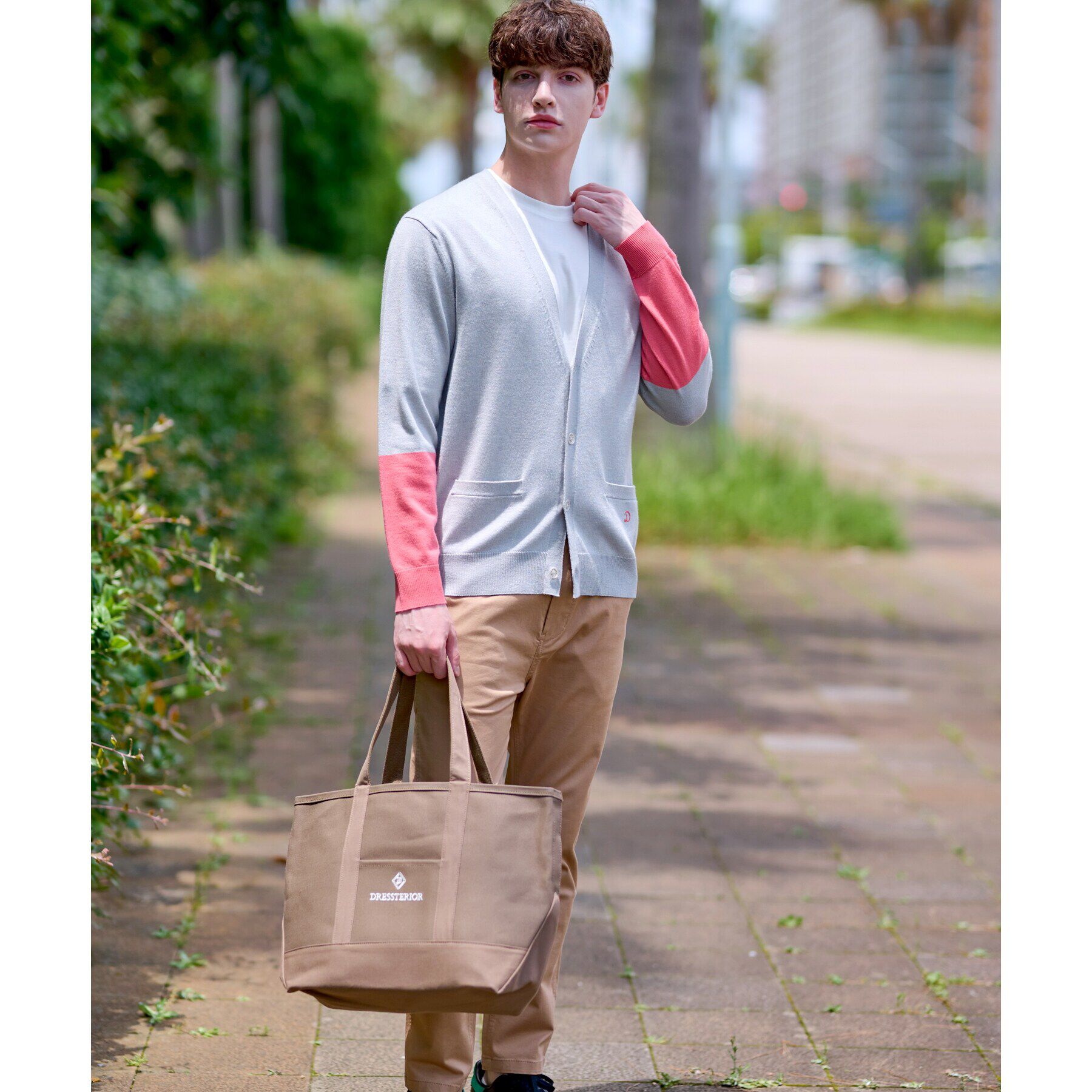 DRESSTERIOR「スリーブカラーブロックカーディガン」|カーディガン|