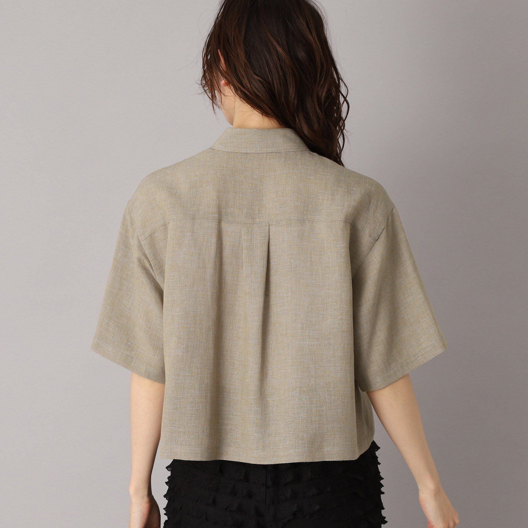 DRESSTERIOR「【トレンド/清涼感】ハーフスリーブクロップドシャツ」|シャツ・ブラウス|