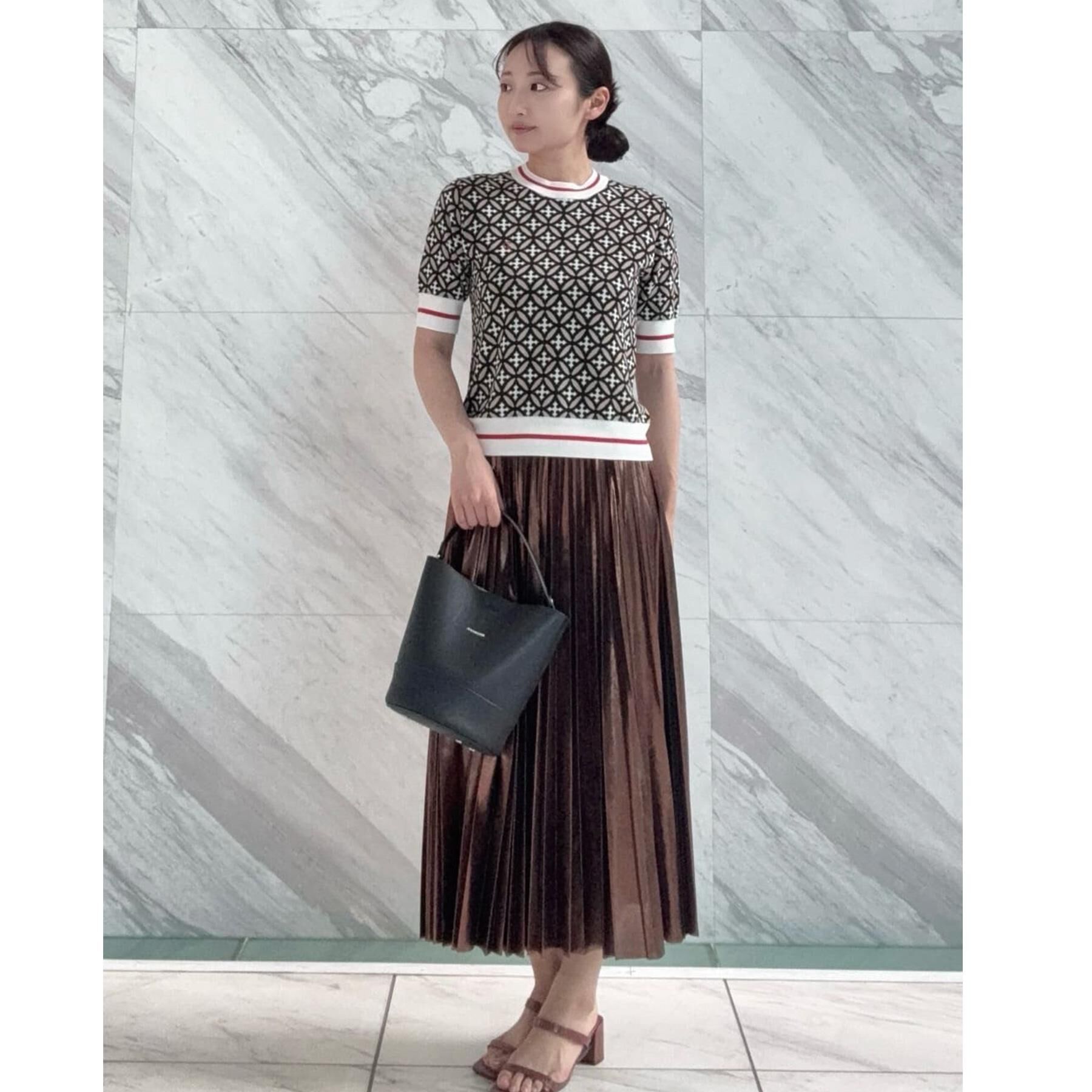 DRESSTERIOR「【コットン100％/オリジナル柄】オーバーラップサークルハーフスリーブニット」|ニット・セーター|