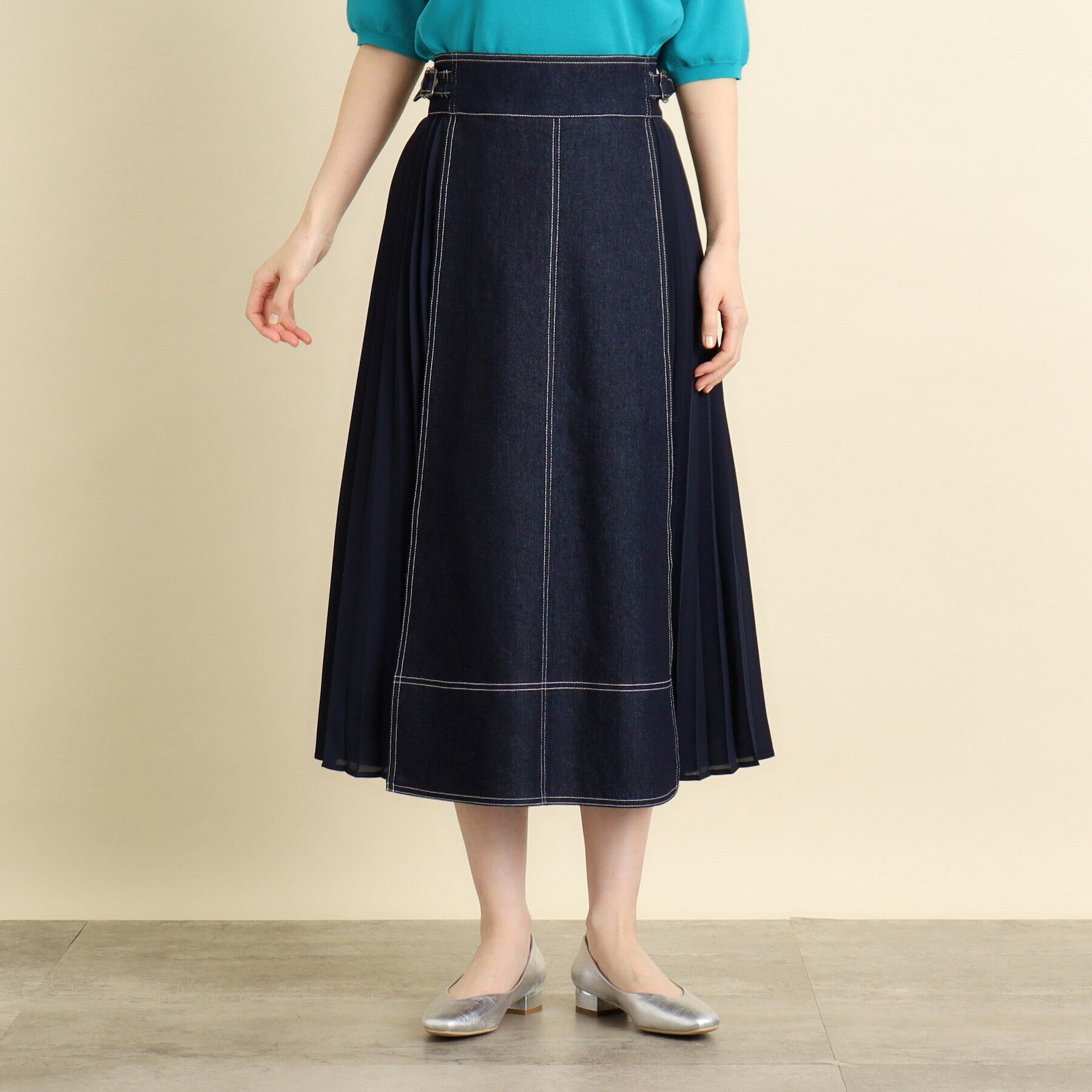 grove「【高身長さん向け＋6cm】デニムサイドプリーツスカート」|スカート|