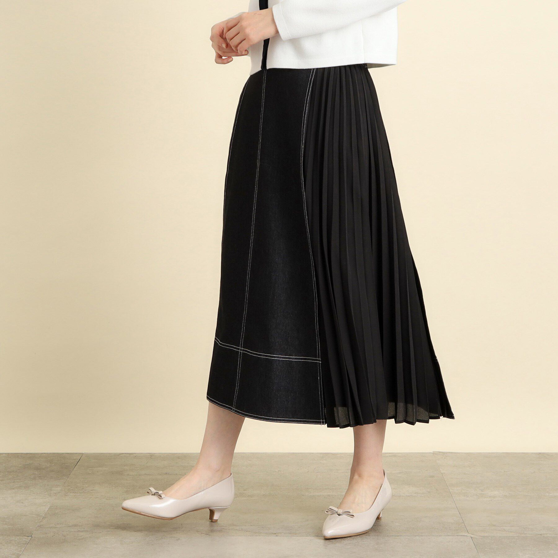 grove「【高身長さん向け＋6cm】デニムサイドプリーツスカート」|スカート|