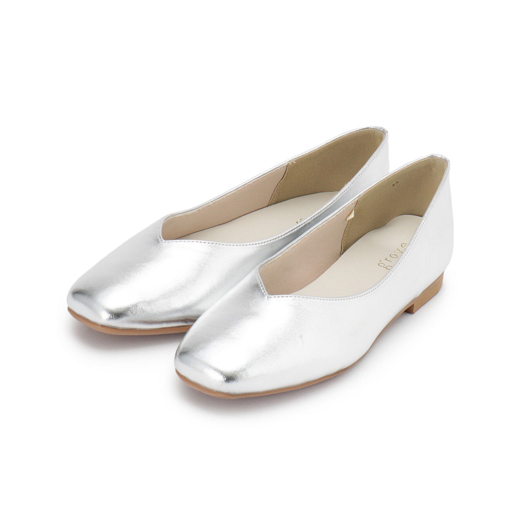 grove「【人間工学】つつまれフィットスクエアトゥフラットパンプス【入卒対応可】」|その他|シルバー(006)