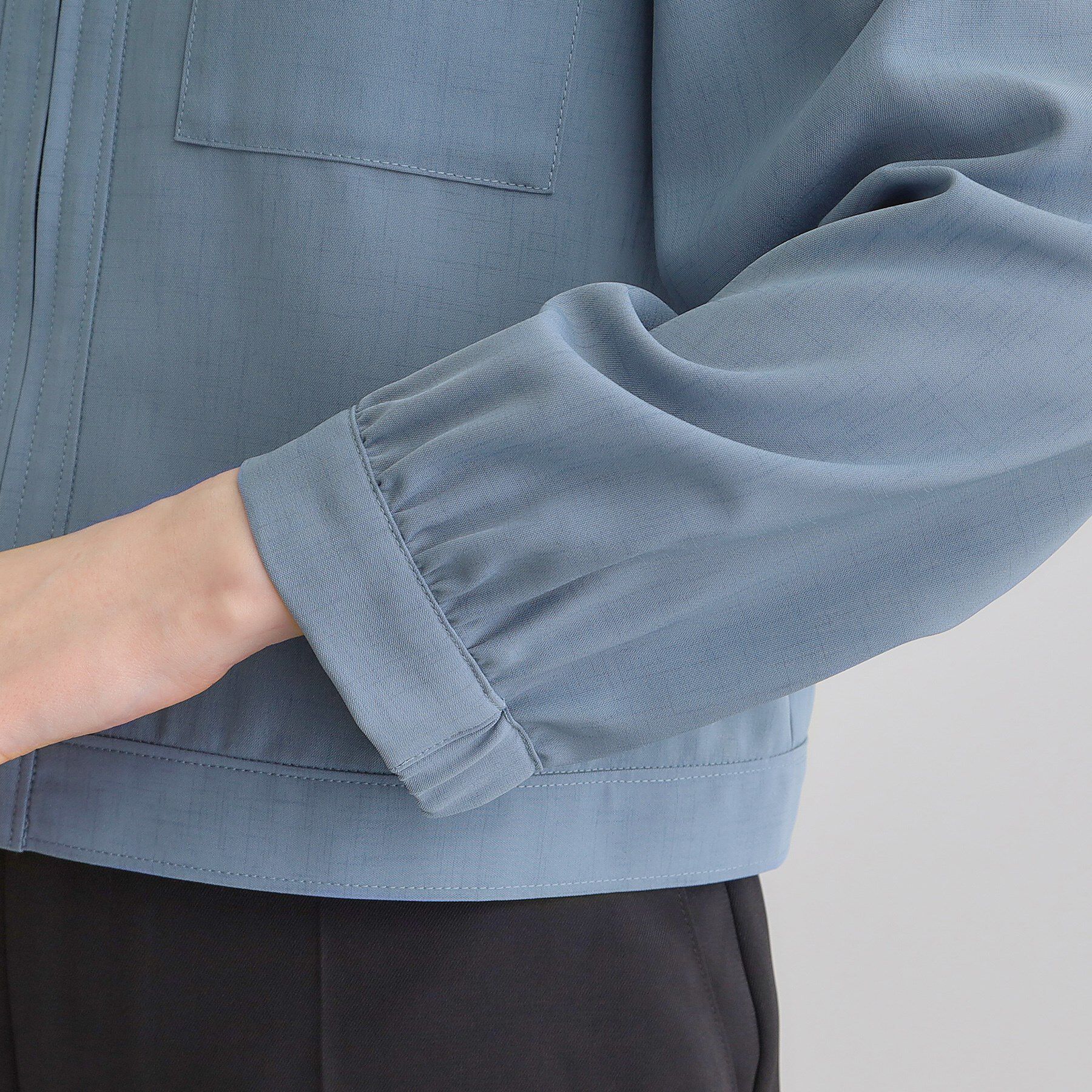 grove「麻調ノーカラーシアーブルゾン」|ブルゾン・スタジャン|