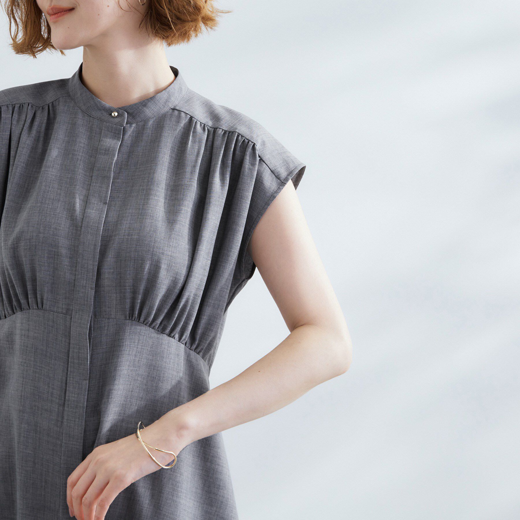 grove「ウエスト高見えでスタイルアップ　上品スタンドカラーシャツワンピース」|ワンピース|