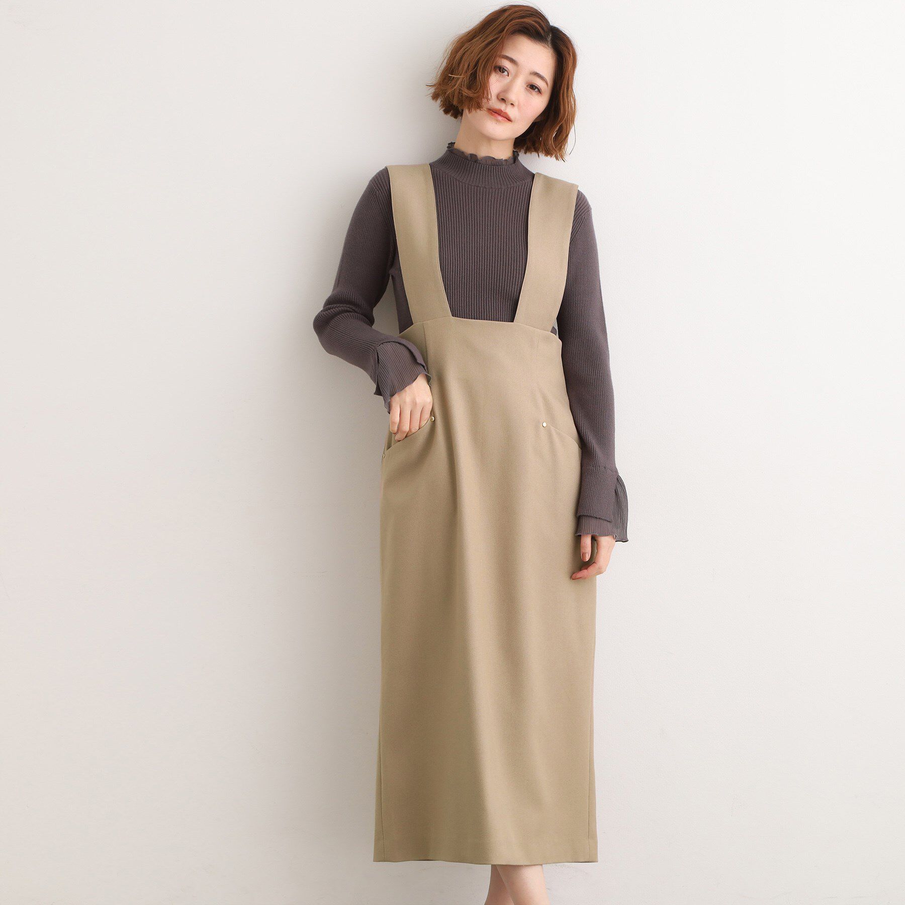 grove「上品さと快適さを両立、美シルエットなハイウエストサス付きスカート」|スカート|