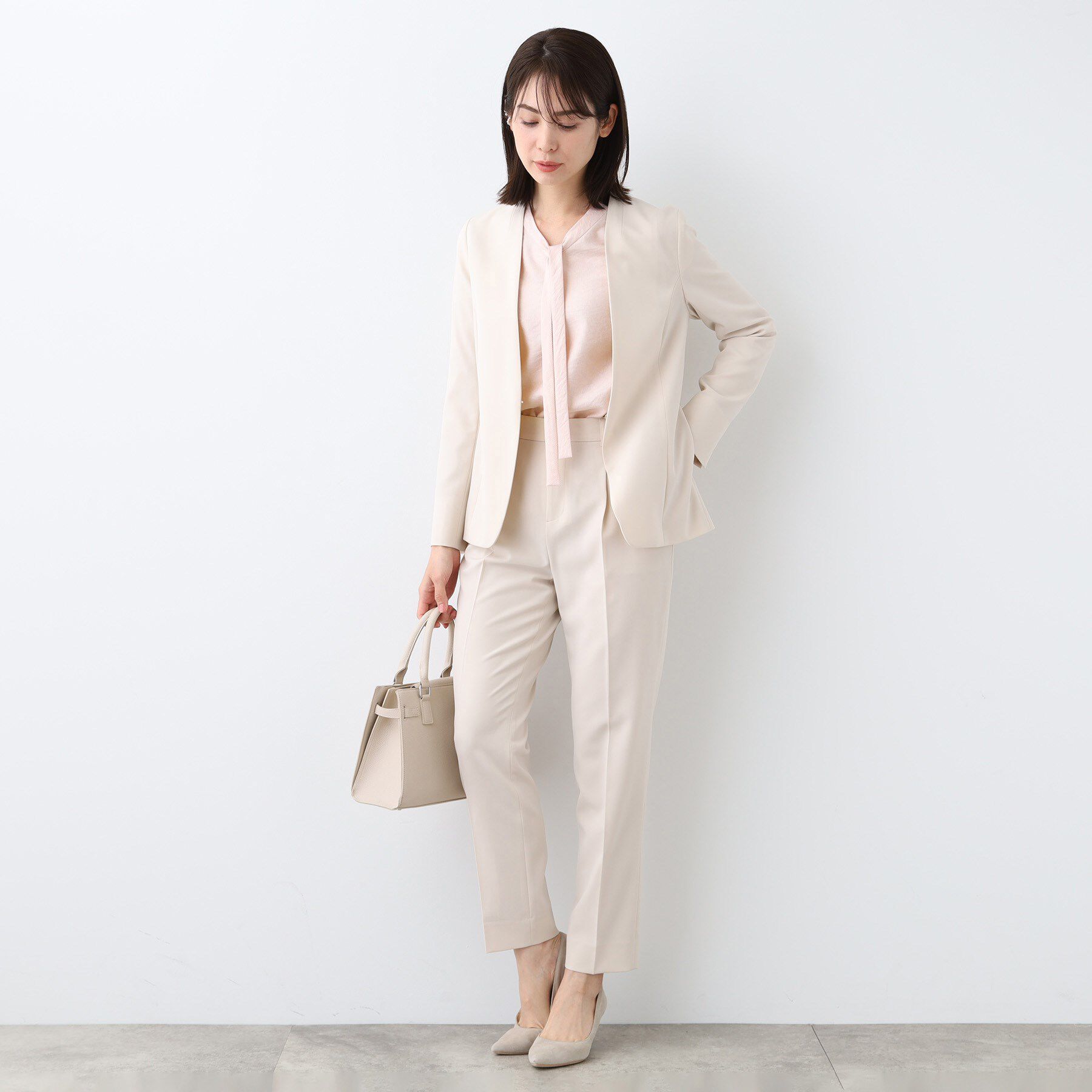 INDIVI「【洗える】ストライプドビー ボウタイブラウス」|シャツ・ブラウス|