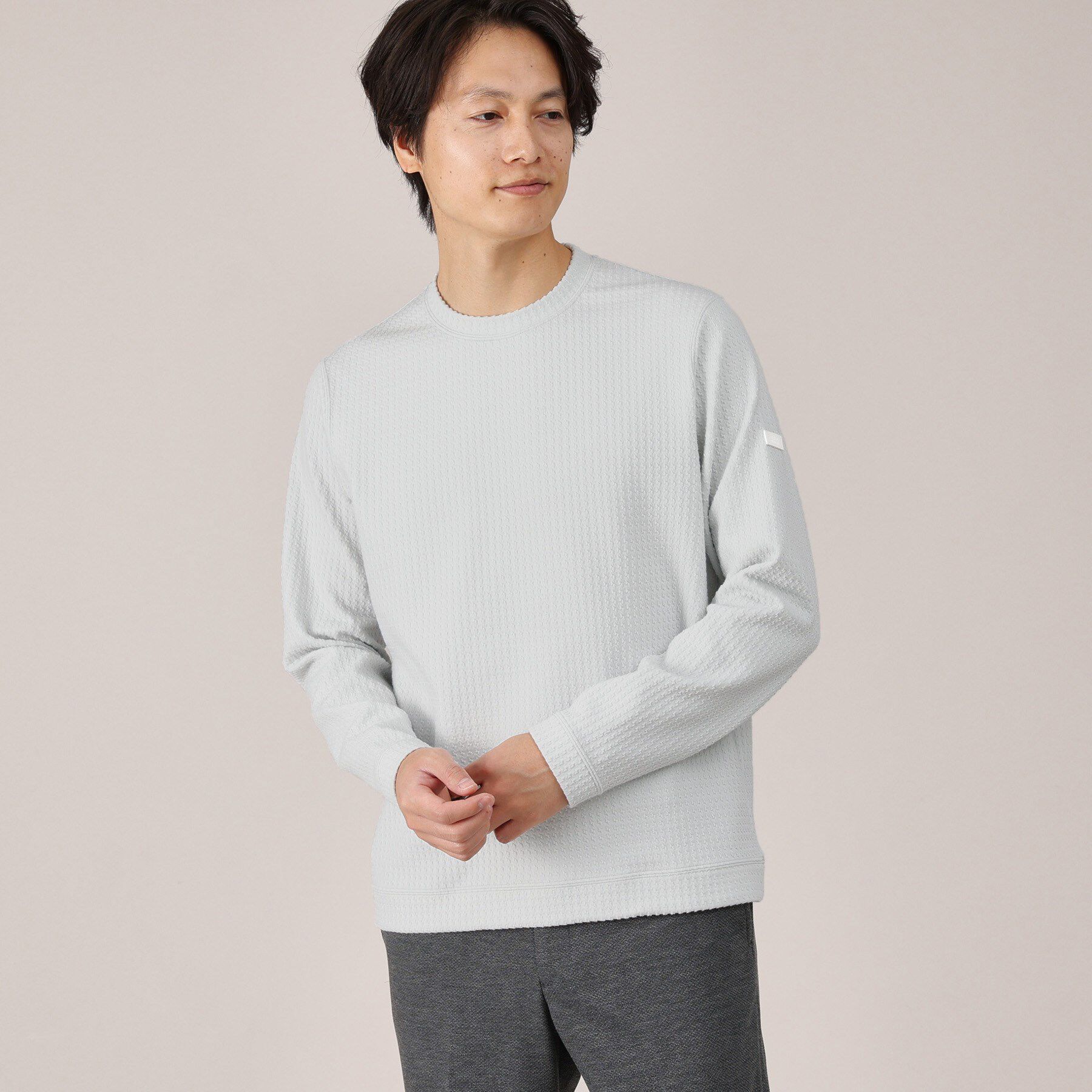 TAKEO KIKUCHI「【Made in JAPAN】千鳥柄 ストレッチ プルオーバー」|Tシャツ・カットソー|ライトグレー(011