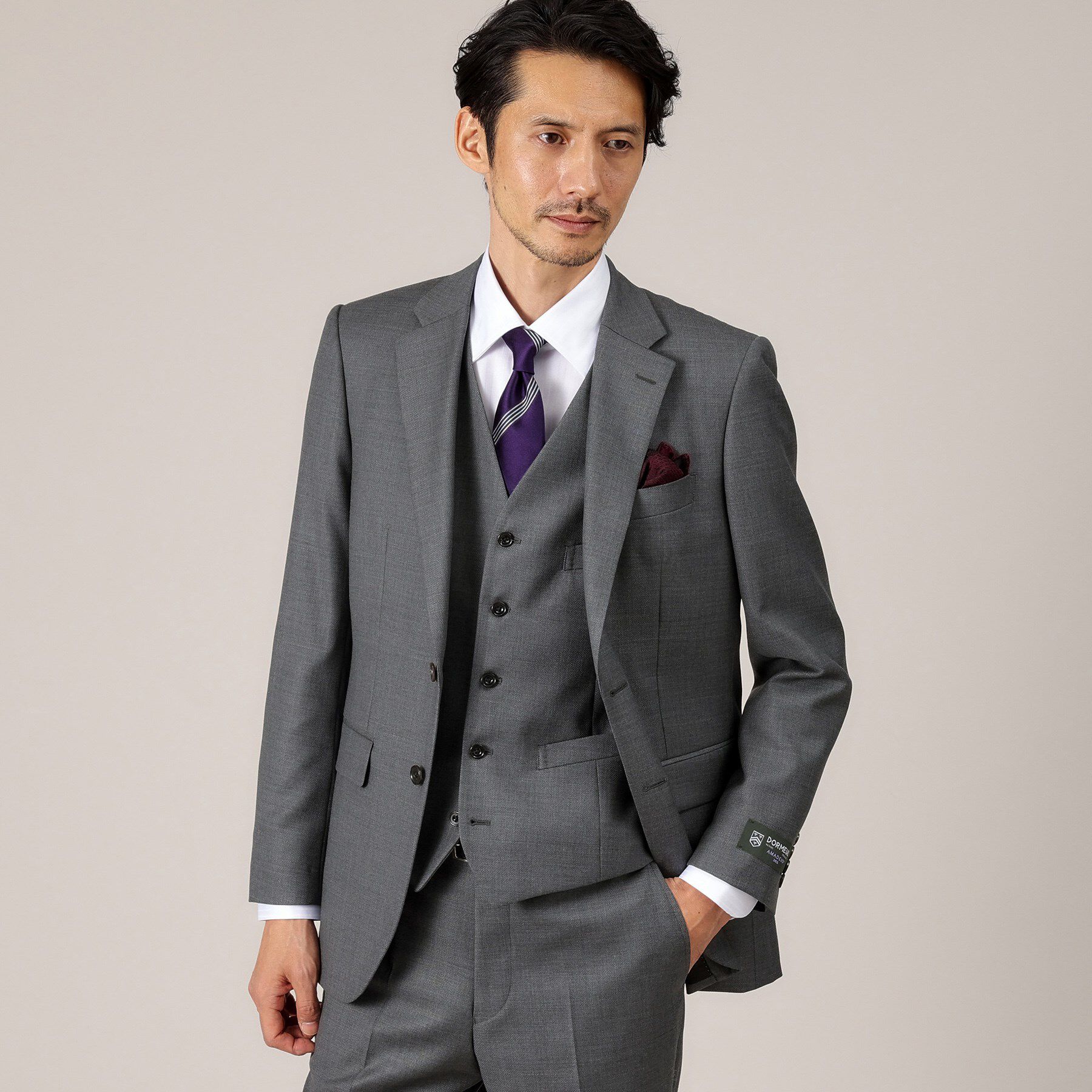 TAKEO KIKUCHI「【DORMEUIL AMADEUS365】ダイアゴナル柄 ベスト /3ピース対応」|スーツ|