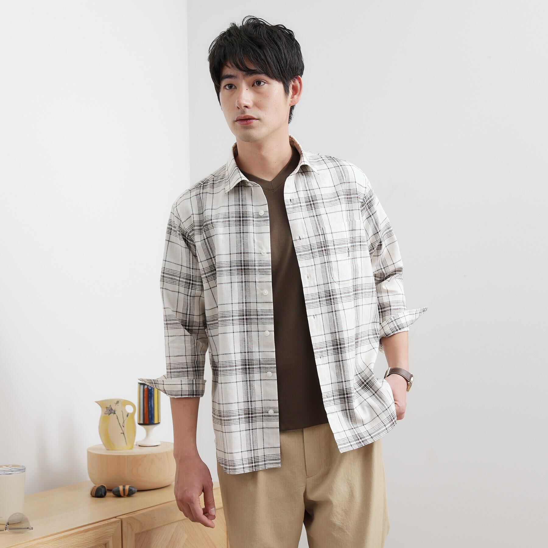 TAKEO KIKUCHI「【LIMITED】リネンブレンド 7分袖シャツ」|シャツ・ブラウス|