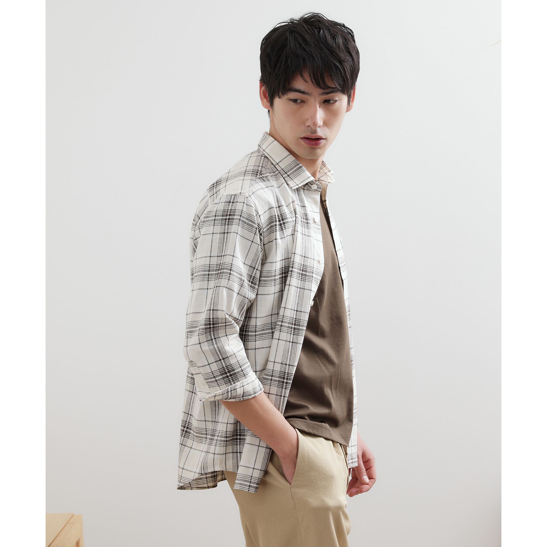 TAKEO KIKUCHI「【LIMITED】リネンブレンド 7分袖シャツ」|シャツ・ブラウス|